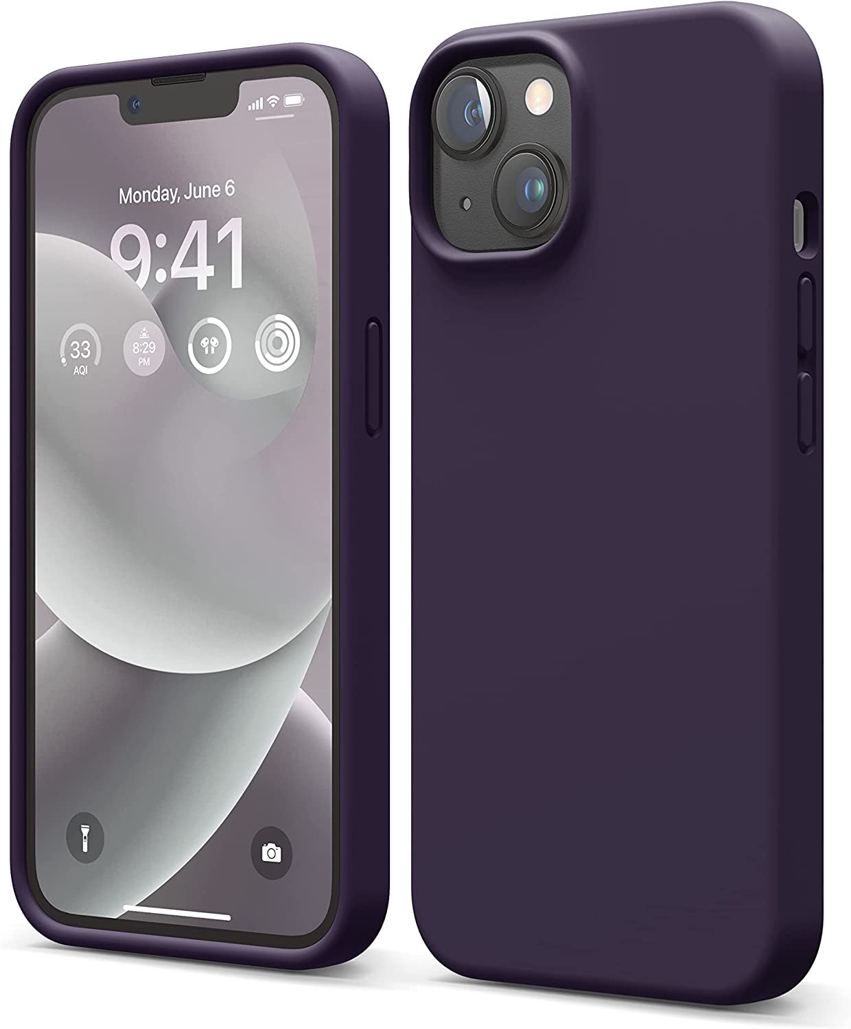 Elago Compatible with Iphone 14 Case, Liquid Silicone Case, Full Body Protective Cover, Shockproof, Slim Phone Case, Anti-Scratch Soft Microfiber Lining, 6.1 Inch (Black)  elago Dark Purple  