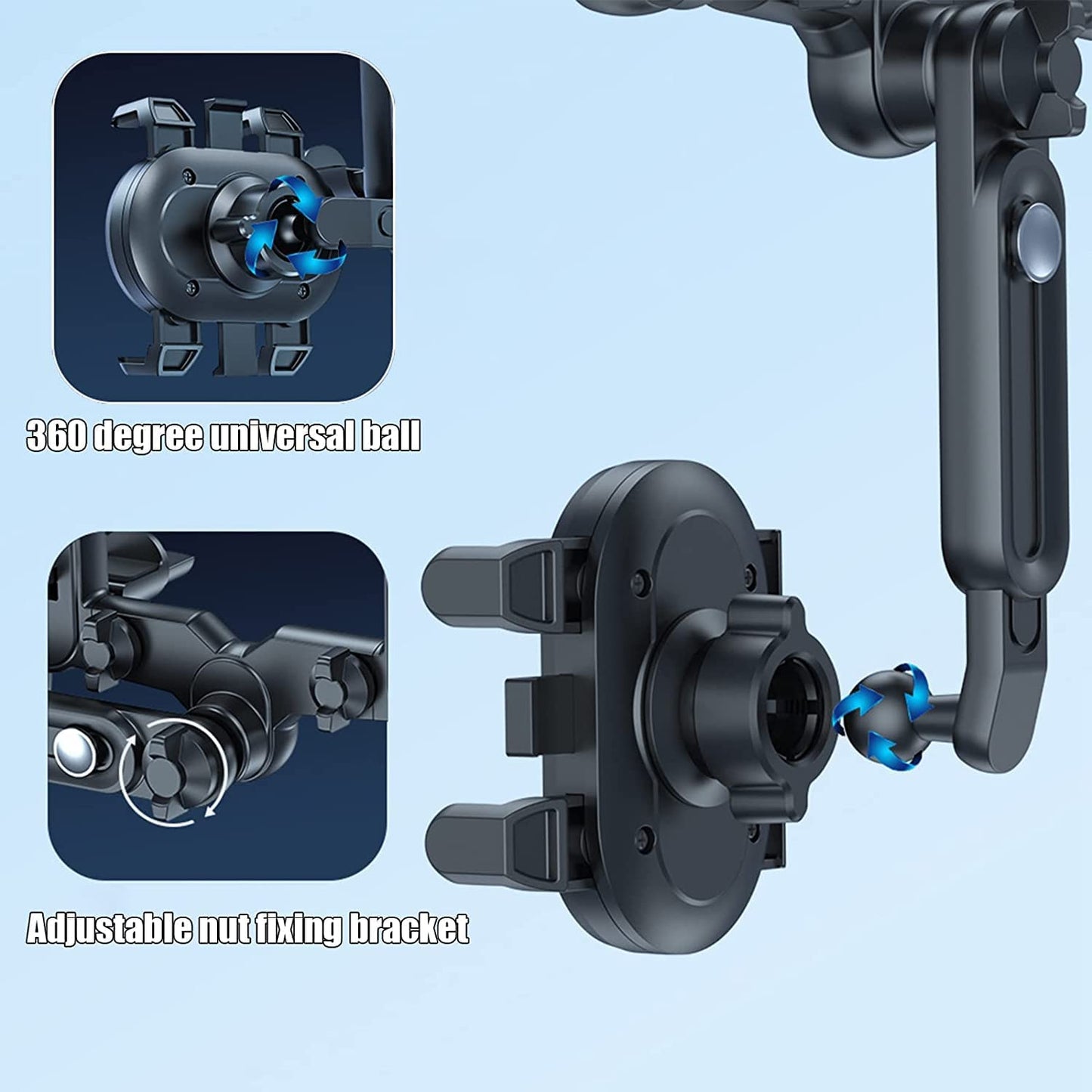 2023 Rearview Mirror Phone Mount for Car,[Big Rear Mirrors Friendly] Rear View Mirror Phone Holder,Universal Multifunctional Adjustable Car Phone Holder Mount Fit All Mobiles & Cars  Miiscase   