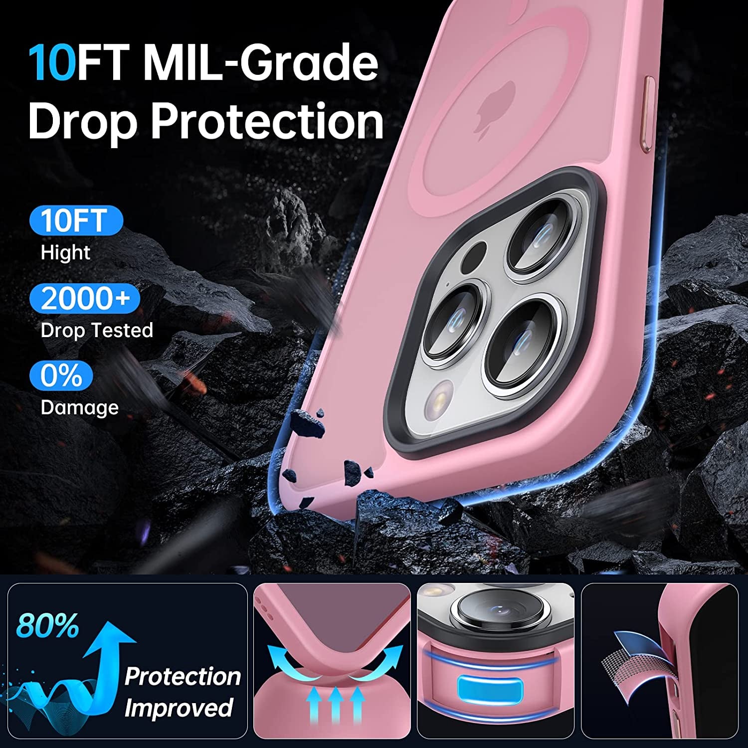 Faiono Magnetic for Iphone 14 Pro Max Case [Compatible with Magsafe][Strong Magnetic][10Ft Military Grade Protective] Translucent Matte Slim Case for Iphone 14 Pro Max Phone Case (6.7"), Pink  Faiono   