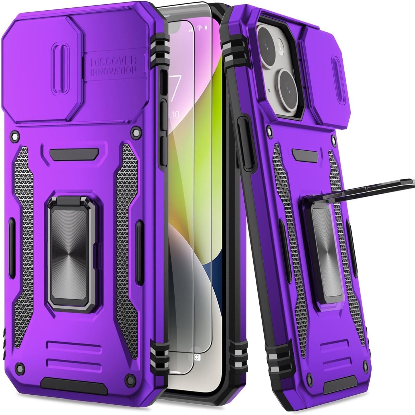 AUPAI Iphone 14 plus Case with Screen Protector,Iphone 14 plus Cover Crystal Clear Anti-Yellow Heavy Duty Acrylic Protective Phone Case with Magnetic Kickstand for Apple Iphone 14 Plus,Green  AUPAI   