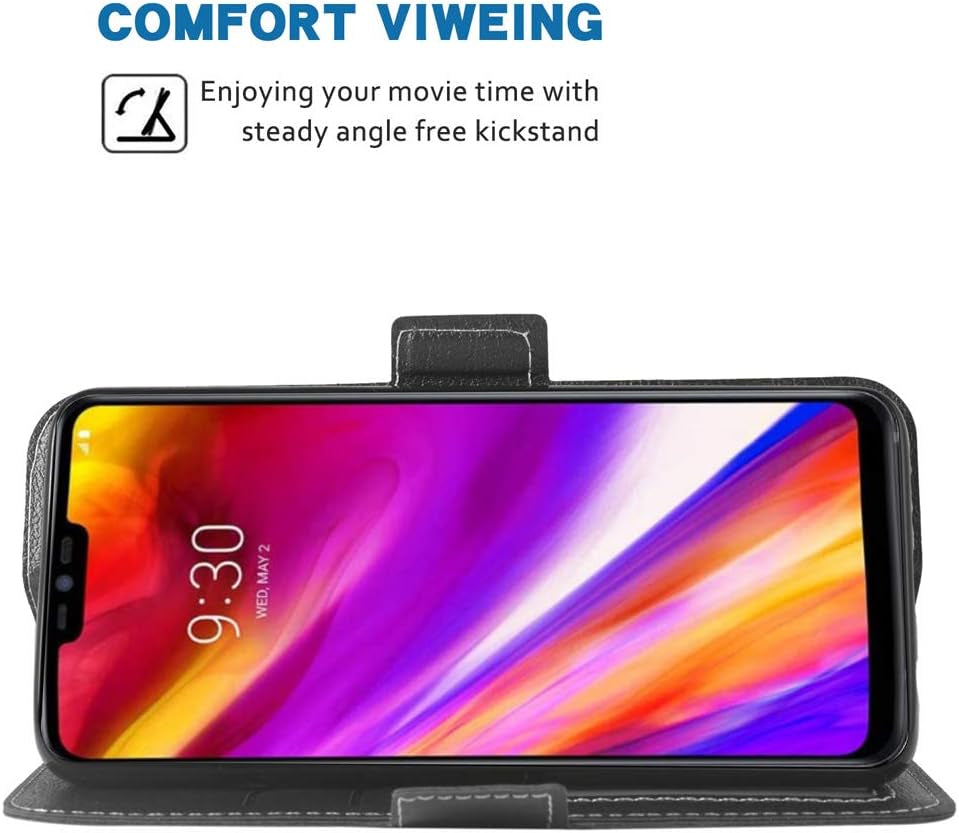 Phone Case for LG G7 Thinq Folio Flip Wallet Case,Pu Leather Credit Card Holder Slots Full Body Protection Kickstand Hard Hybrid Protective Phone Cover for LGG7 G 7 plus Thin Q G7+ Lgg7Thinq Black  WWAAYSSXA   