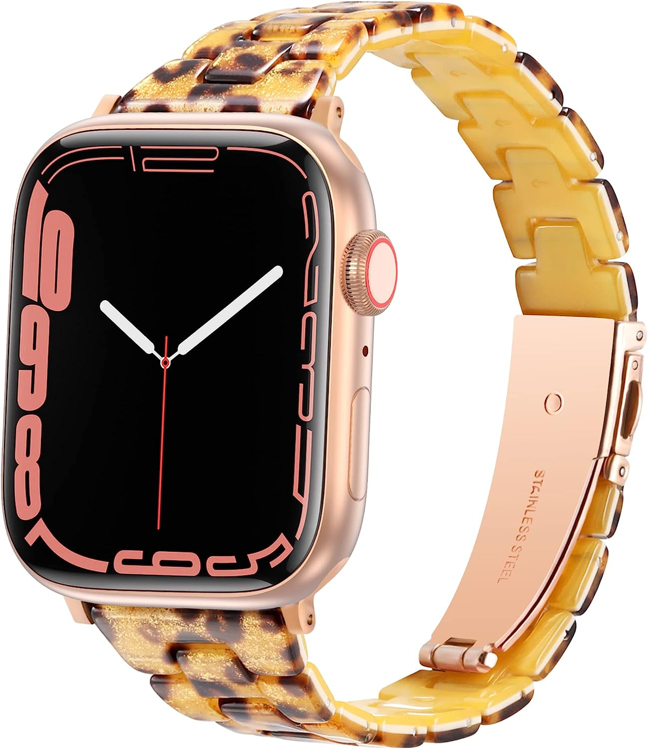 Slim Resin Bands Compatible with Apple Watch Band 38Mm 40Mm 41Mm 42Mm 44Mm 45Mm 49Mm Thin Light Strap with Stainless Steel Buckle Replacement Bracelet for Iwatch Ultra Series 8 SE 7 6 5 4 3 2 1  Arctime Leopard 42/44/45/49mm 