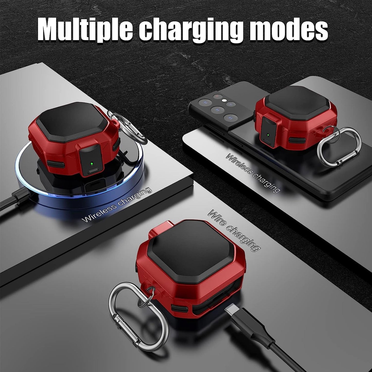 Lechivée for Samsung Galaxy Buds2 Pro Case Buds Pro Case Buds 2 Case Galaxy Buds Live Case with Security Lock Heavy Duty Shockproof Protective Case Cover with Carabiner for Samsung Earbuds Case  leChivée US   