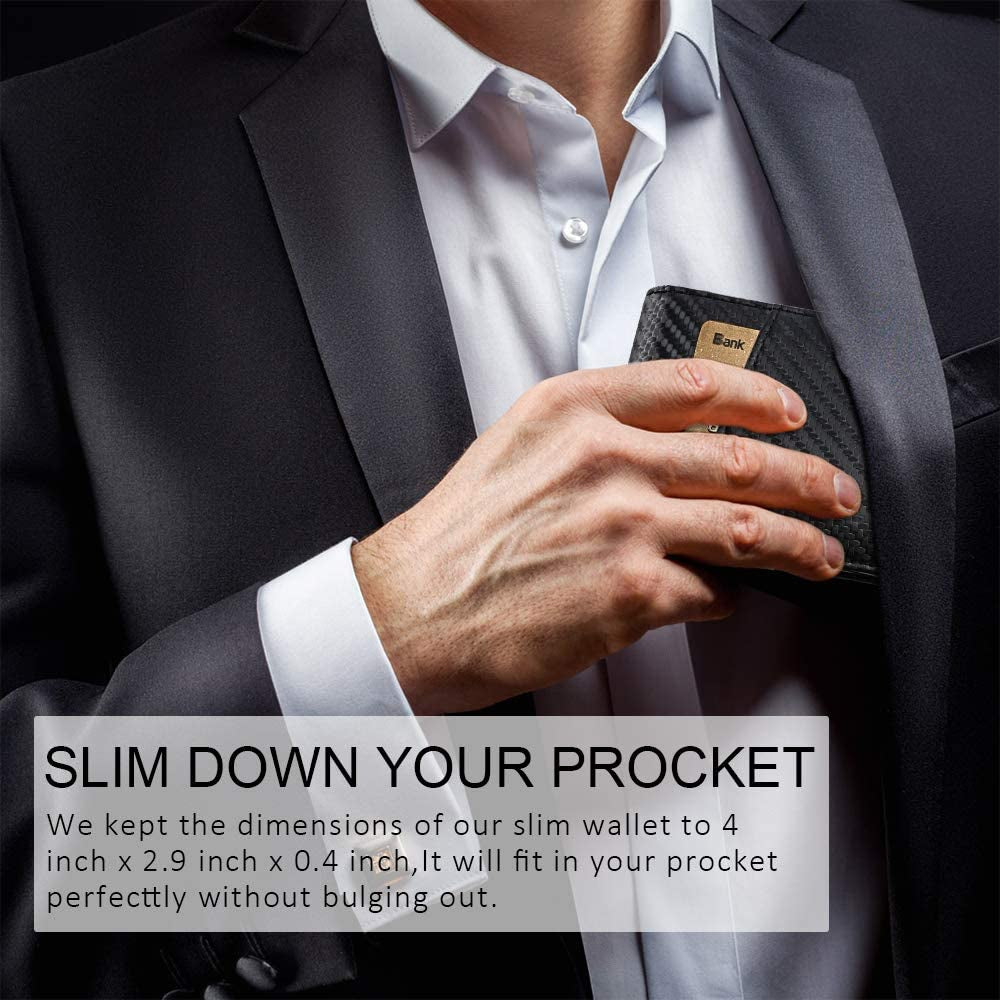 Mvgges Money Clip Wallet for Men Slim Front Pocket RFID Blocking Card Holder Minimalist Bifold Wallet (Carbon Fiber)  Mvgges   