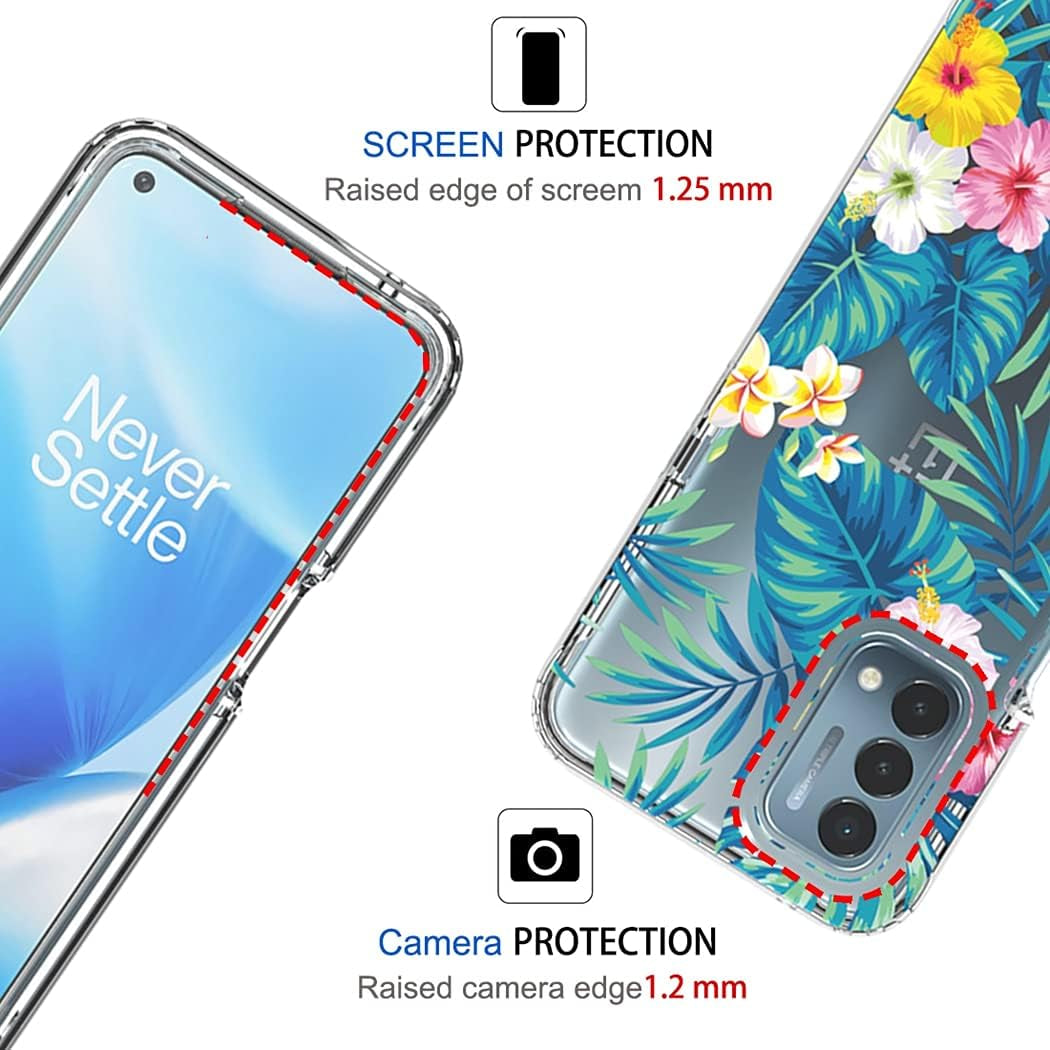Zoeirc Case for Oneplus Nord N200 Case, Oneplus N200 5G Clear Case for Girls, Soft TPU 360 Full Body Shockproof Hybrid Bumper Crystal Clear Phone Case Cover for Oneplus Nord N200 5G (Flowers & Leaves)  Zoeirc   