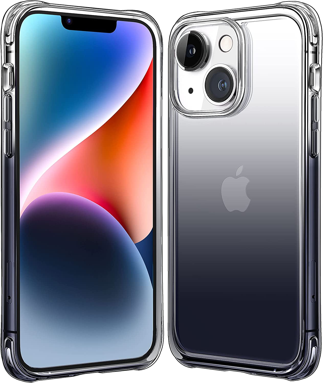 Mkeke for Iphone 14 Case Clear, for Iphone 13 Case Clear, Upgraded Sturdy Phone Case with Protective Bumpers for Iphone 14/13, Gradient Purple-Pink  Shenzhen Make Technology Company Limited Gradient Light Black  