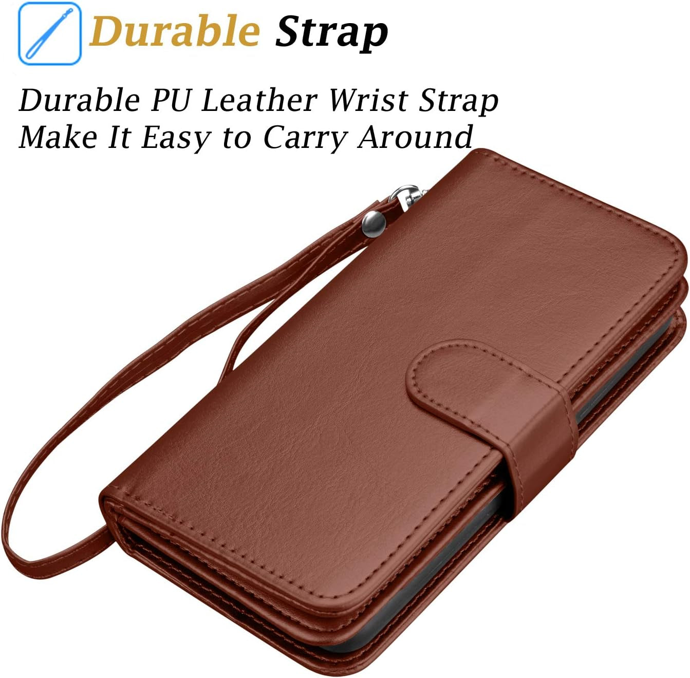 LG V35 Thinq Wallet Case, LG V30 Wallet Case, LG V30 Plus/Lg V30S Thinq/Lg V35 Case Wallet, Takfox PU Leather Folio Flip 9 Card Slots Holder with Lanyard Detachable Magnetic Wallet Case-Brown  Takfox   