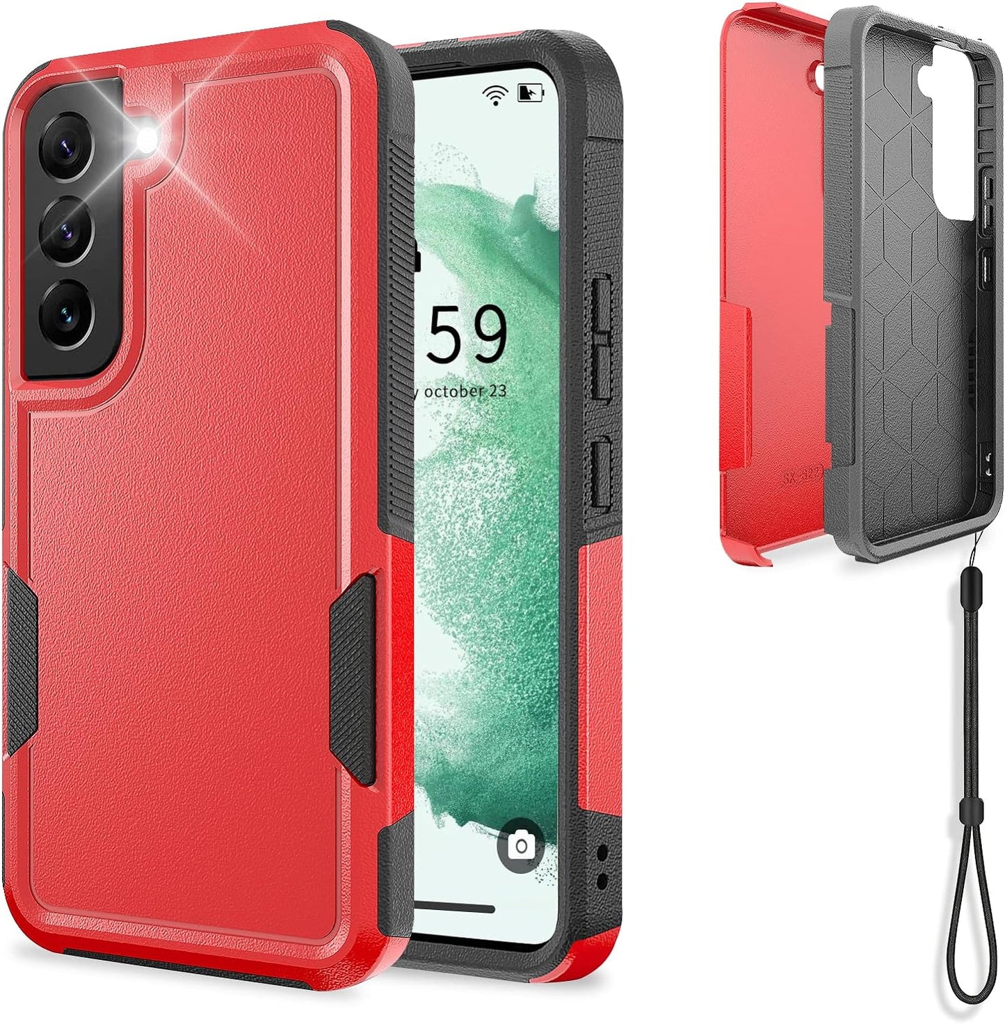 UNITEDTIME Compatible with Galaxy S22 plus Case Drop Protection Rugged Shockproof/Dust Proof Military Protective Tough Phone Cover for Samsung Galaxy S22 plus (Pink)  Unitedtime-Tech Red  