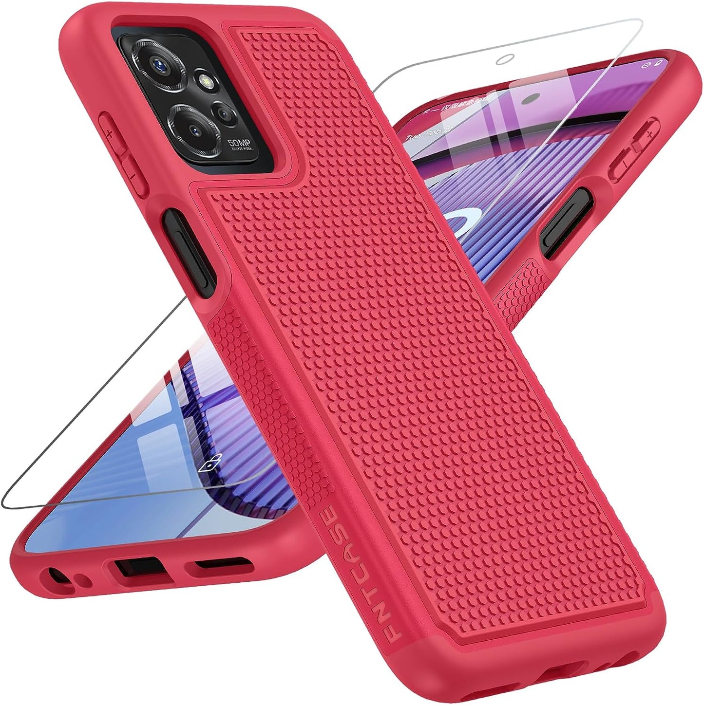 FNTCASE for Motorola Moto G-Power-5G 2023 Case: Moto G 5G 2023 Case Dual Layer Shockproof Protective Textured Design Cell Phone Cover Heavy Duty Rugged Tough Back Hardshell Hybrid Slim Basic Case  FNTCASE Red 2023 Phone Case  