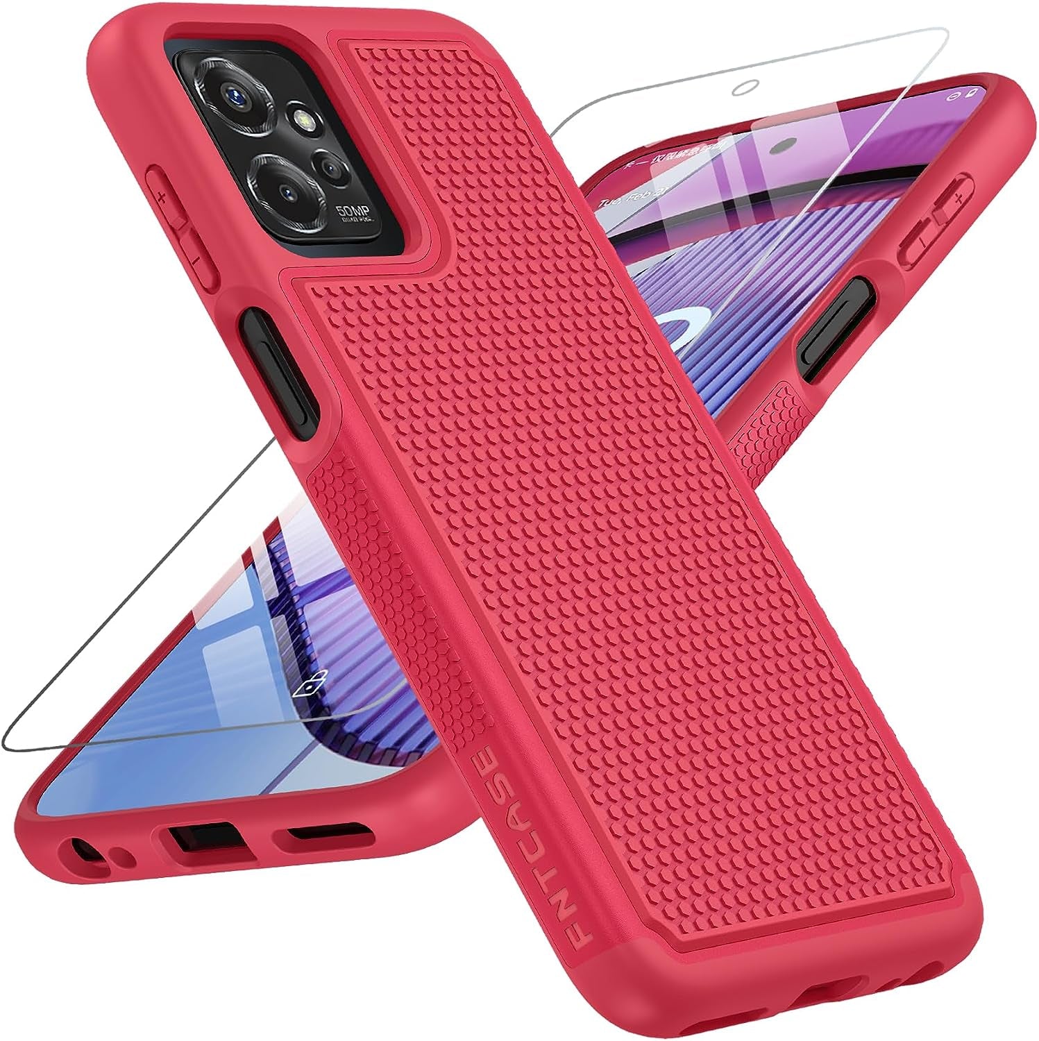 FNTCASE for Motorola Moto G-Power-5G 2023 Case: Moto G 5G 2023 Case Dual Layer Shockproof Protective Textured Design Cell Phone Cover Heavy Duty Rugged Tough Back Hardshell Hybrid Slim Basic Case  FNTCASE Red 2023 Phone Case  
