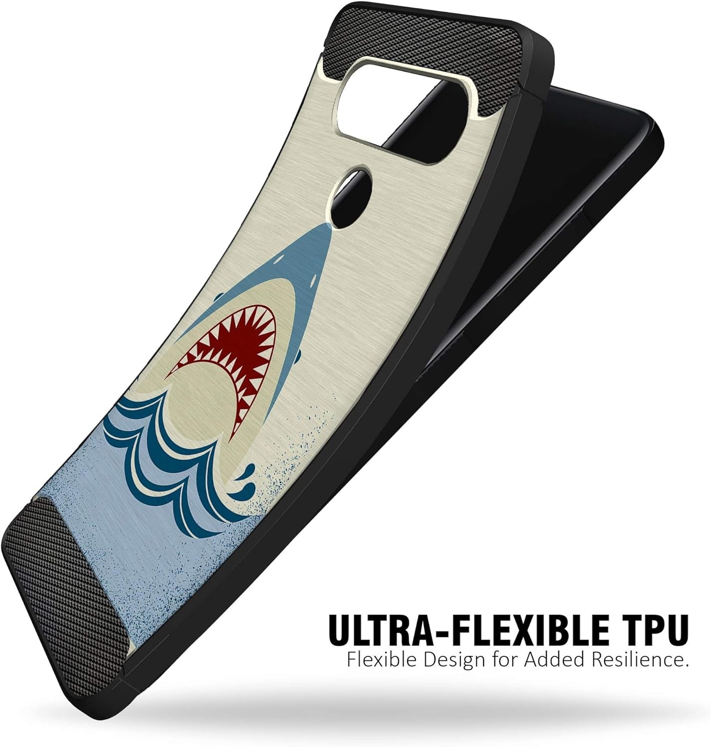 Casesondeck Case Compatible with LG V40 Thinq, Slim Precise Fit TPU Case, Scratch Protection and Unique Design (Shark Attack)  CasesonDeck   