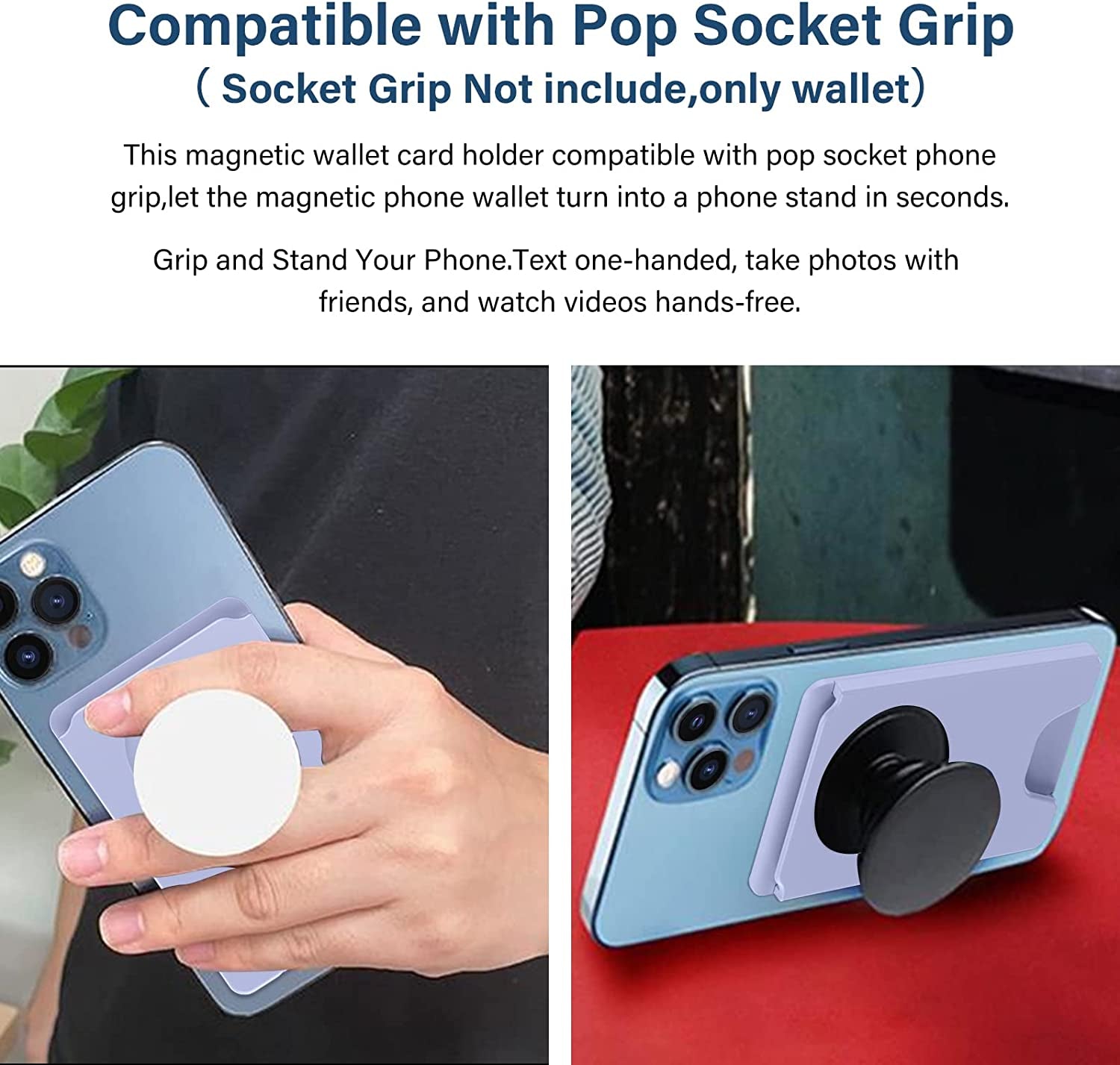 AUROX AUROX Magnetic Wallet Compatible with Magsafe Wallet for Iphone 14/13/12 Series Polycarbonate Magnetic Card Wallet Holder with Magsafewallet Only Works for Pop Socket Grip (Cornflower Blue)  AUROX   