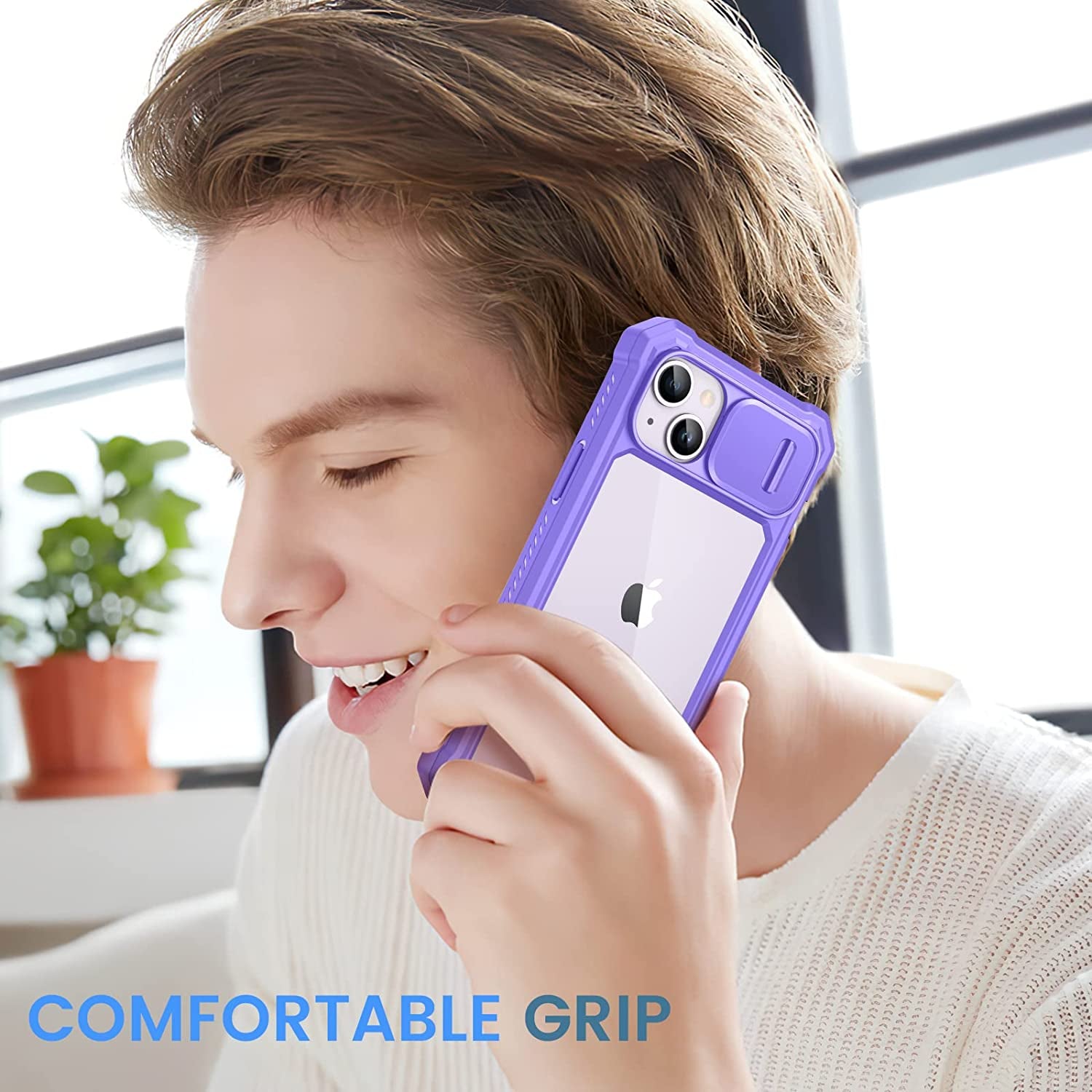 Ruky for Iphone 14 plus Case with Slide Camera Cover, Iphone 14 plus Case [Built-In Screen Protector], Full Body Case Heavy Duty Protection Shockproof Cover Girls Women for Iphone 14 plus 6.7", Purple  Ruky   