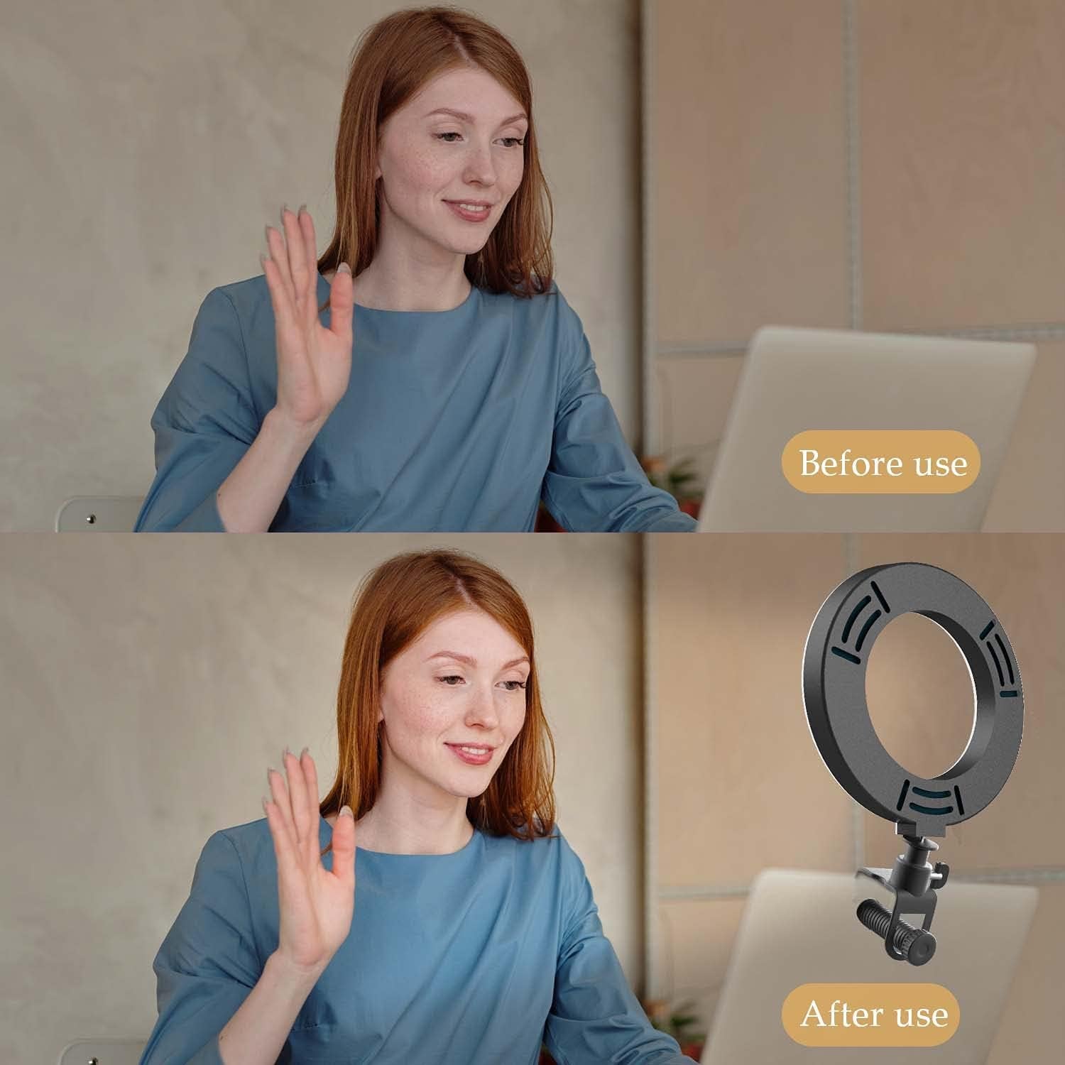 REDZHONG LED Ring Light Video Conference Lighting - 6 Selfie Light with Tripod Stand | Circle Light for Phone Computer Desktop Monitor Laptop & Zoom Light for Webcam Live Streaming Makeup, White  REDZHONG   