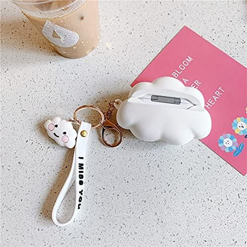 Comfyart for Beats Studio Buds Cute Cloud with Lanyard Silicone Earphone Sleeve Shockproof Waterproof Protective Earphone Cover Case, White  Generic   