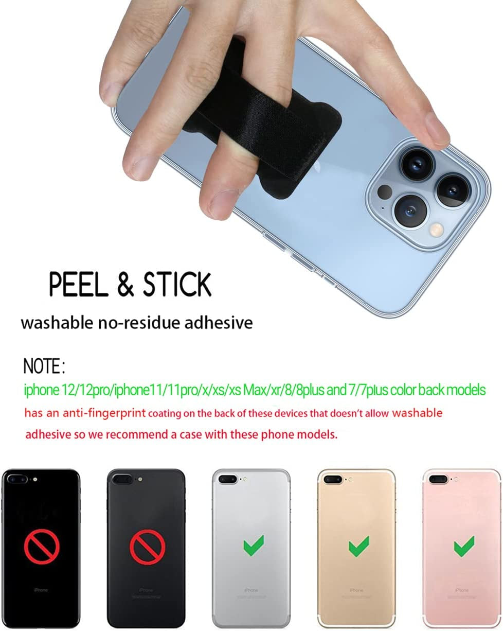 WUOJI Finger Strap Phone - Cell Phone Finger Holder - Ultra Thin Anti-Slip Universal Cell Phone Gripper for Back of Phone Grip Compatible with Iphone Samsung and Most Smartphones -2Pack(Black)  WUOJI   