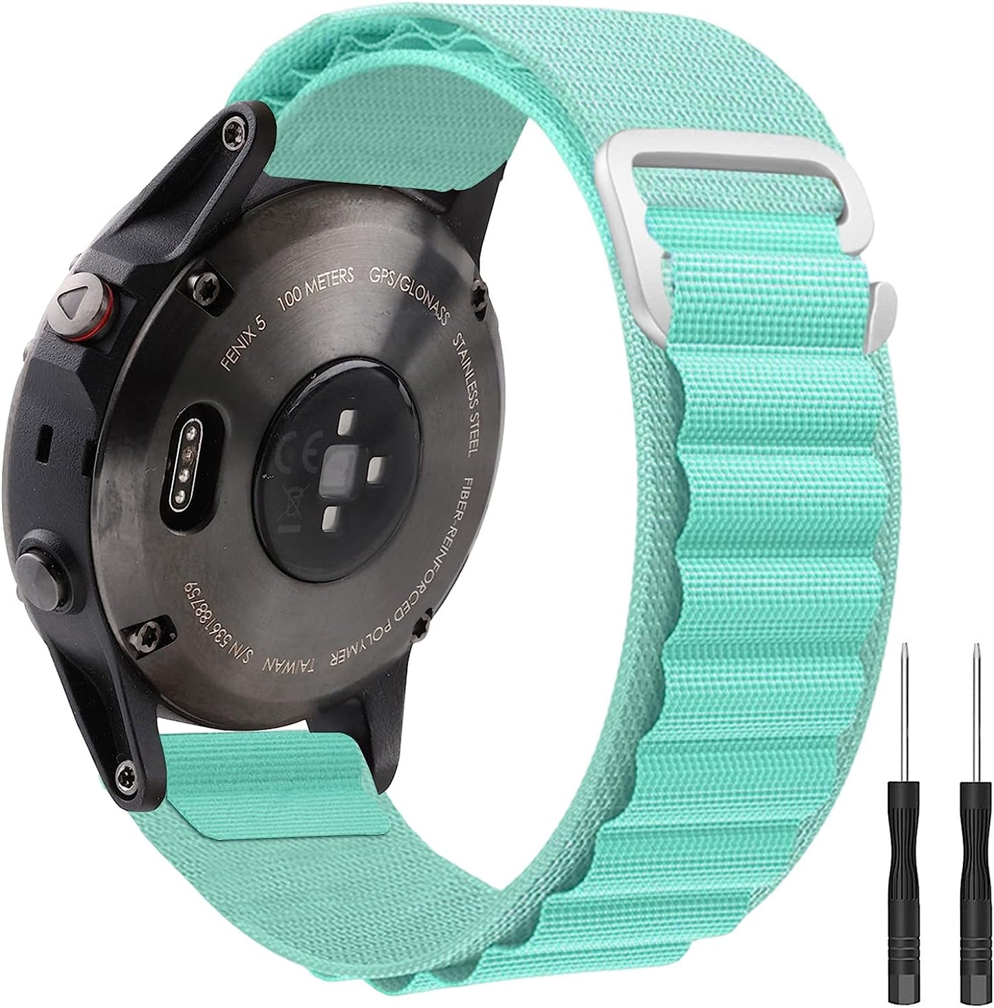 Blackpro Alpine Loop Nylon Strap Compatible Garmin Fenix 6/Fenix 6X Pro/Fenix 5 Watch Band,22Mm Sport Nylon Replacement Watch Bands for Garmin Fenix 6 Pro/Sapphire.  BlackPro LightGreen  