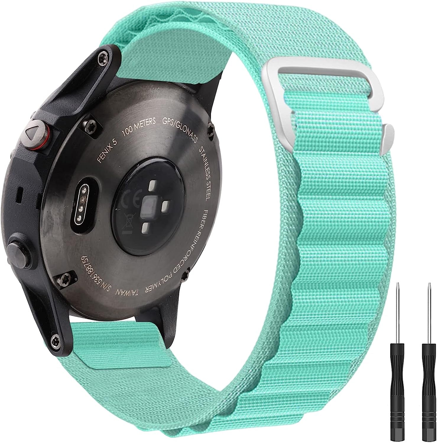 Blackpro Alpine Loop Nylon Strap Compatible Garmin Fenix 6/Fenix 6X Pro/Fenix 5 Watch Band,22Mm Sport Nylon Replacement Watch Bands for Garmin Fenix 6 Pro/Sapphire.  BlackPro LightGreen  