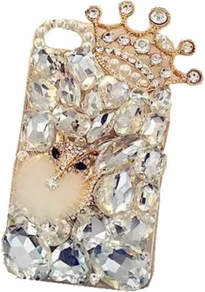 HTC Bolt Case, HTC 10 EVO Full Crystal Diamond Case, 3D Handmade Finger Buckle Luxury Fur Ball Sparkle Crystal Rhinestone Diamond Glitter Bling TPU Case for HTC Bolt (Angel/Red)  YuXia Clear / Crown  