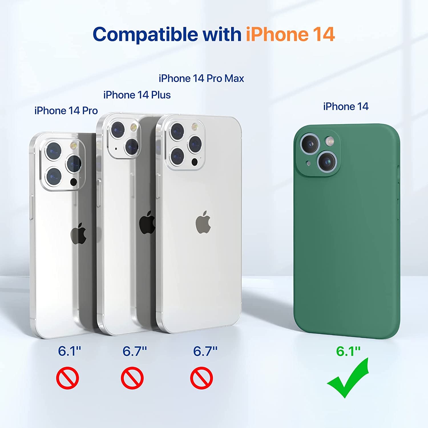 Miracase Designed for Iphone 14 Case with Screen Protector,[Upgraded Enhanced Camera Protection],Shockproof Liquid Silicone Case with Microfiber Lining, 6.1 Inch,Acacia Green  Miracase   