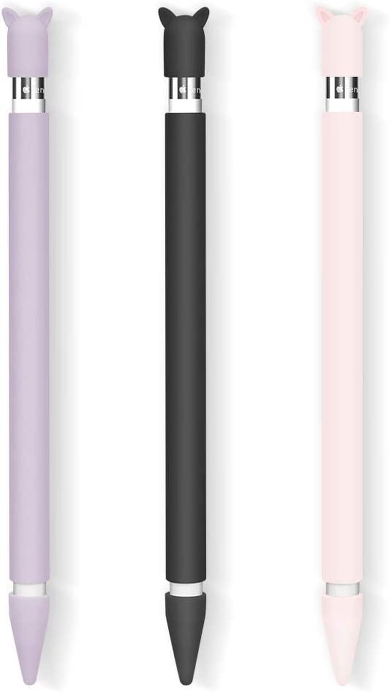3 Pack Case for Apple Pencil 1St Generation Holder Sleeve Skin Cover Accessories for Ipad Pro 9.7/10.5/12.9,Silicone Cute Grip with Charging Cap Holders and 3 Protective Nib Covers-Black,Pink,Purple  Mgrach   