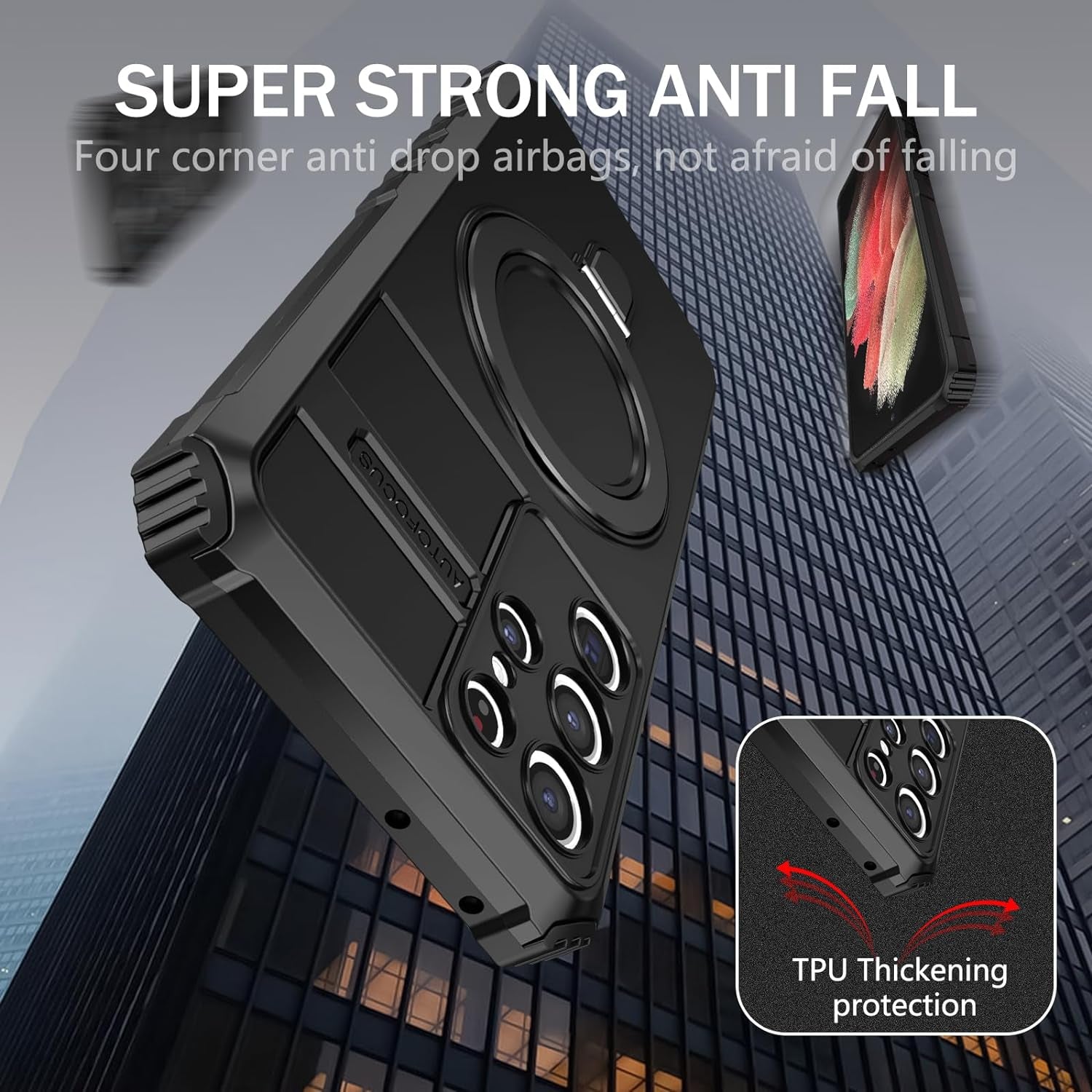 IYTRRYH Magnetic for Samsung Galaxy S21 Ultra Case[Compatible with Magsafe] with Tempered Glass Screen Protector,Military Grade Drop Protection Shockproof Galaxy S21 Ultra Phone Case Man 6.8'' Black  IYTRRYH   