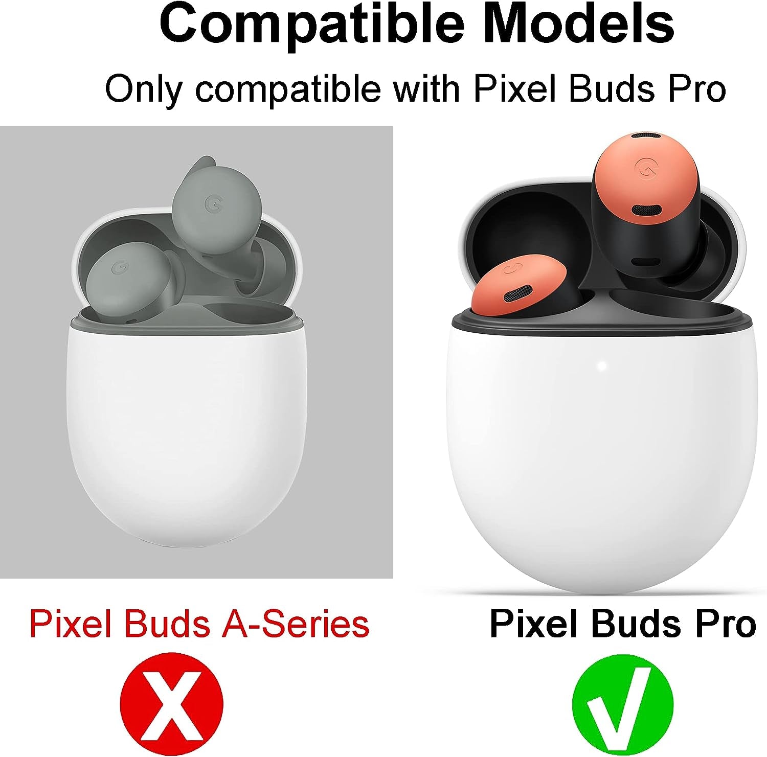 AHBTEYM for Google Pixel Buds Pro Case,Soft Silicone Case for Google Pixel Buds Pro 2022 Protective Earbuds Cover Skin with Carabiner Accessories-2 Pack(Coral Orange/Blue)  AHBTEYM   