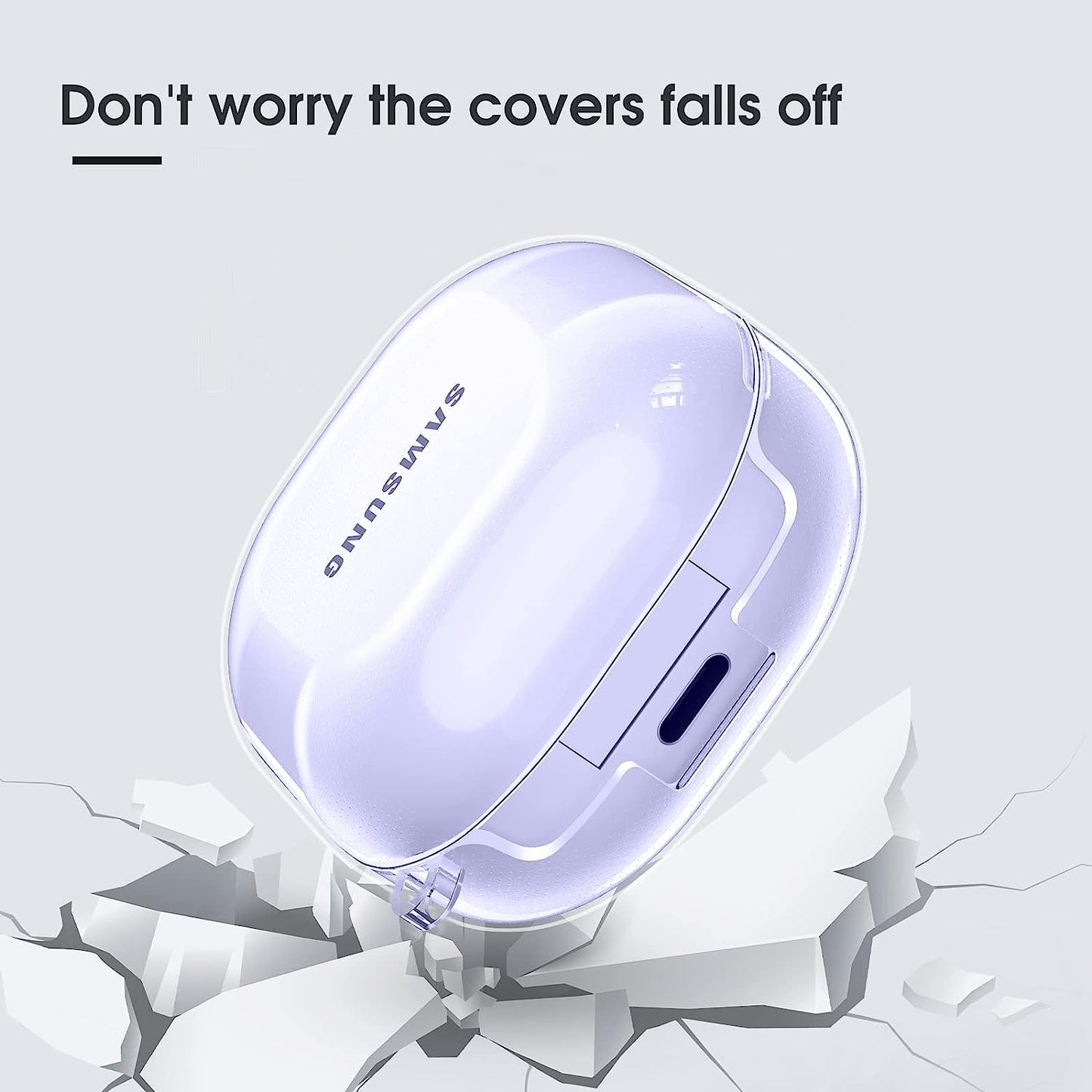 Fintie Case for Samsung Galaxy Buds 2 Pro (2022) / Galaxy Buds 2 (2021) / Galaxy Buds Pro (2021) / Galaxy Buds Live (2020) - Soft TPU Clear Anti-Scratch Protective Cover with Carabiner, Crystal Purple  Fintie   