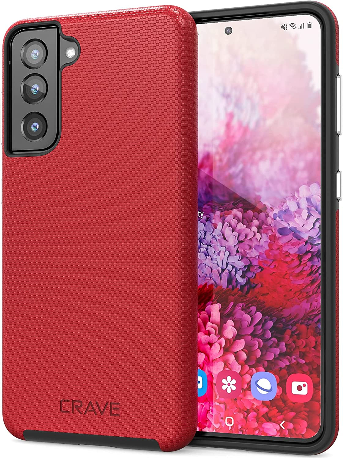 Crave Dual Guard for Galaxy S21 Case, Shockproof Protection Dual Layer Case for Samsung Galaxy S21, S21 5G (6.2 Inch) - Berry  Crave Red  