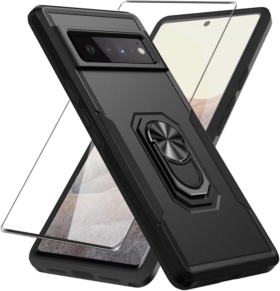 Niopiee for Galaxy A32 5G Case Heavy Duty Shockproof Armor Case Hybrid Rugged Protective Phone Cover for Samsung A32 Full Body Anti-Scratch Magnetic Kickstand with Glass Screen Protector Black  NIOPIEE Google Pixel 6 Pro  