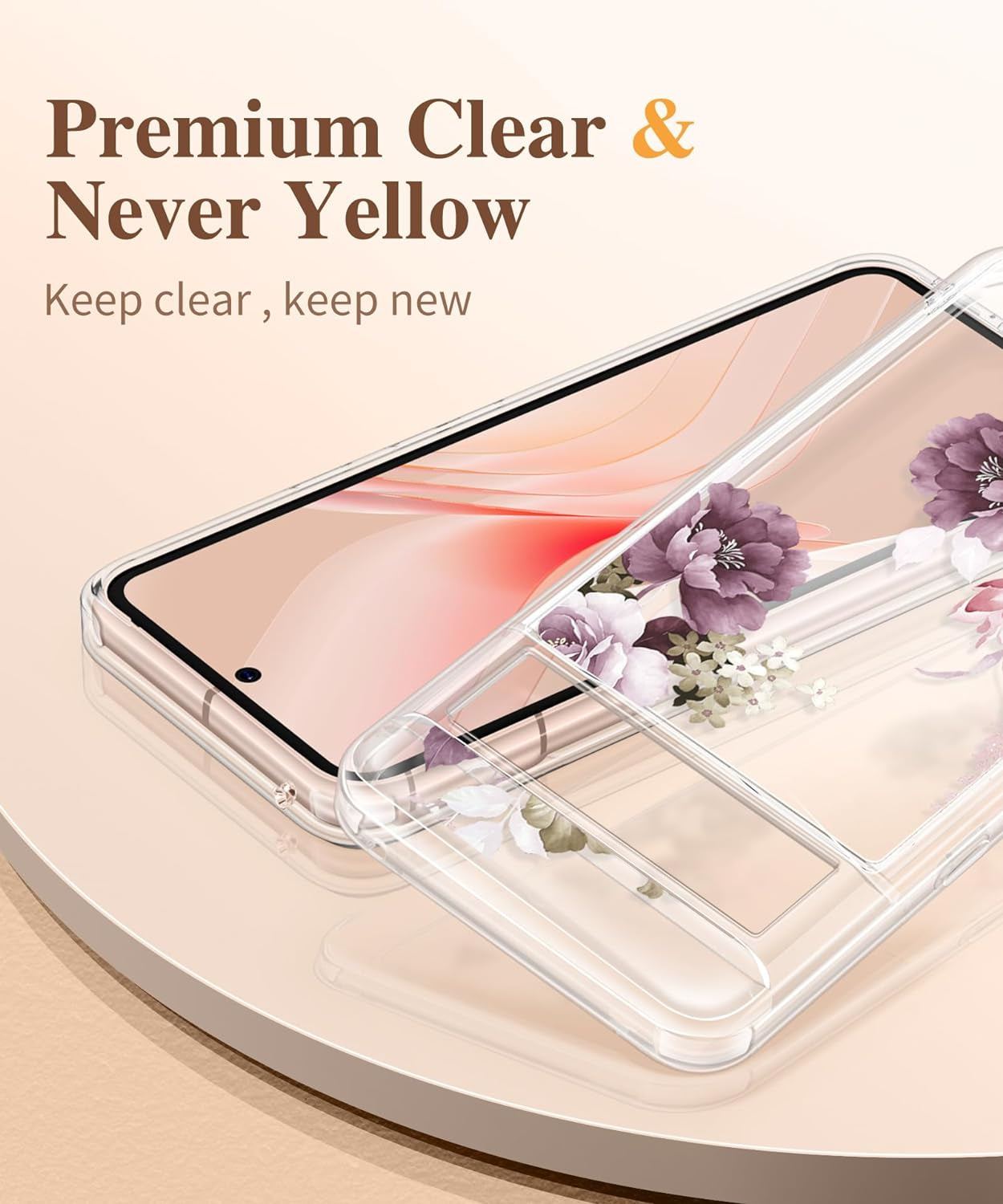 GVIEWIN Compatible with Google Pixel 8 Case with 2X Screen Protector, Clear Floral Slim Shockproof Protective Hard PC+TPU Bumper Flower Women Phone Case Cover 6.2'' 2023 (Cherry Blossoms/Purple)  GVIEWIN   