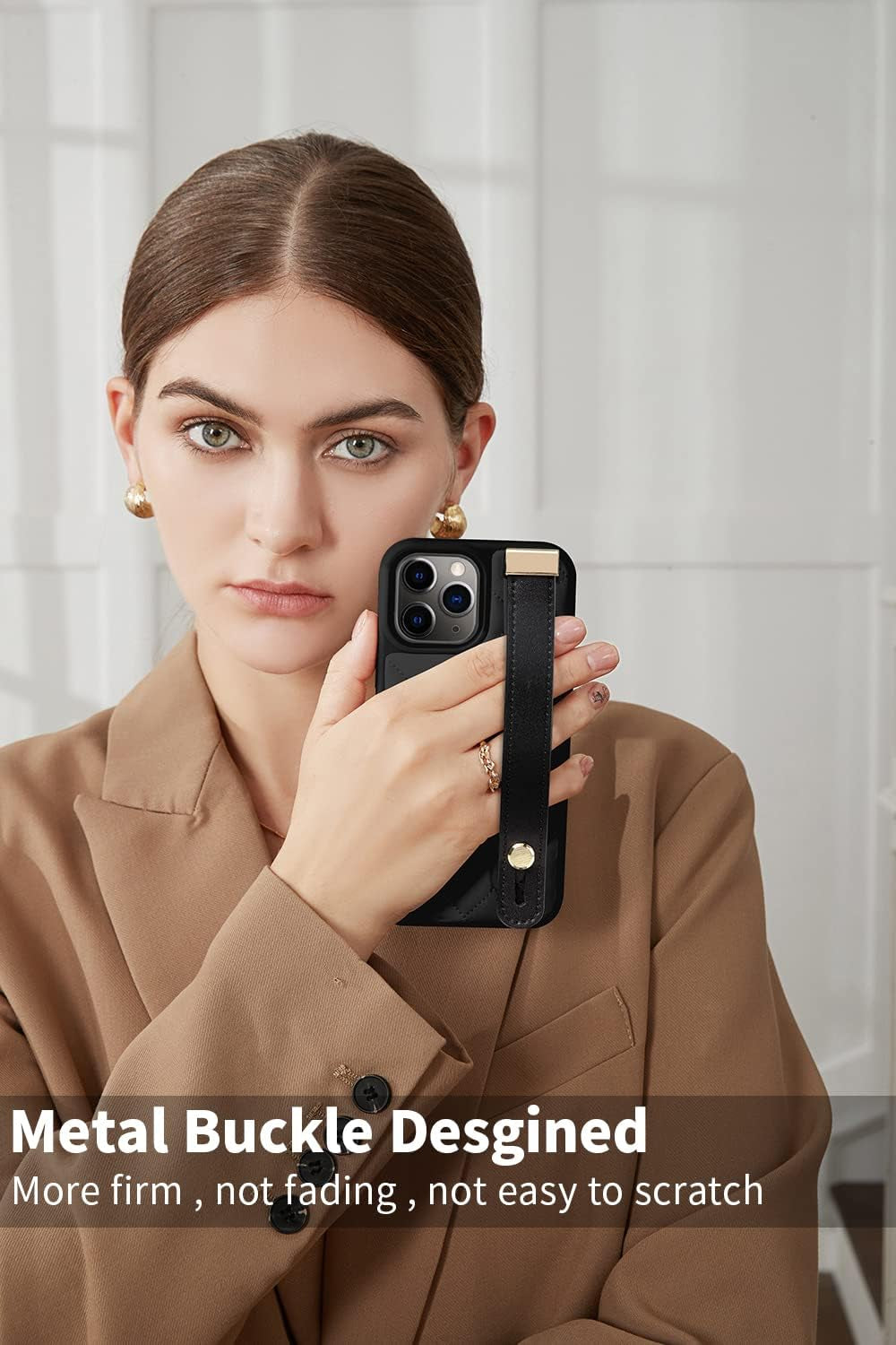 ZVE Iphone 11 Pro Stand Case Quilted Leather Cover, Shockproof Case with Kickstand for Women Strap Cover Case Compatible with Iphone 11 Pro, 5.8 Inch-Black  ZVE   