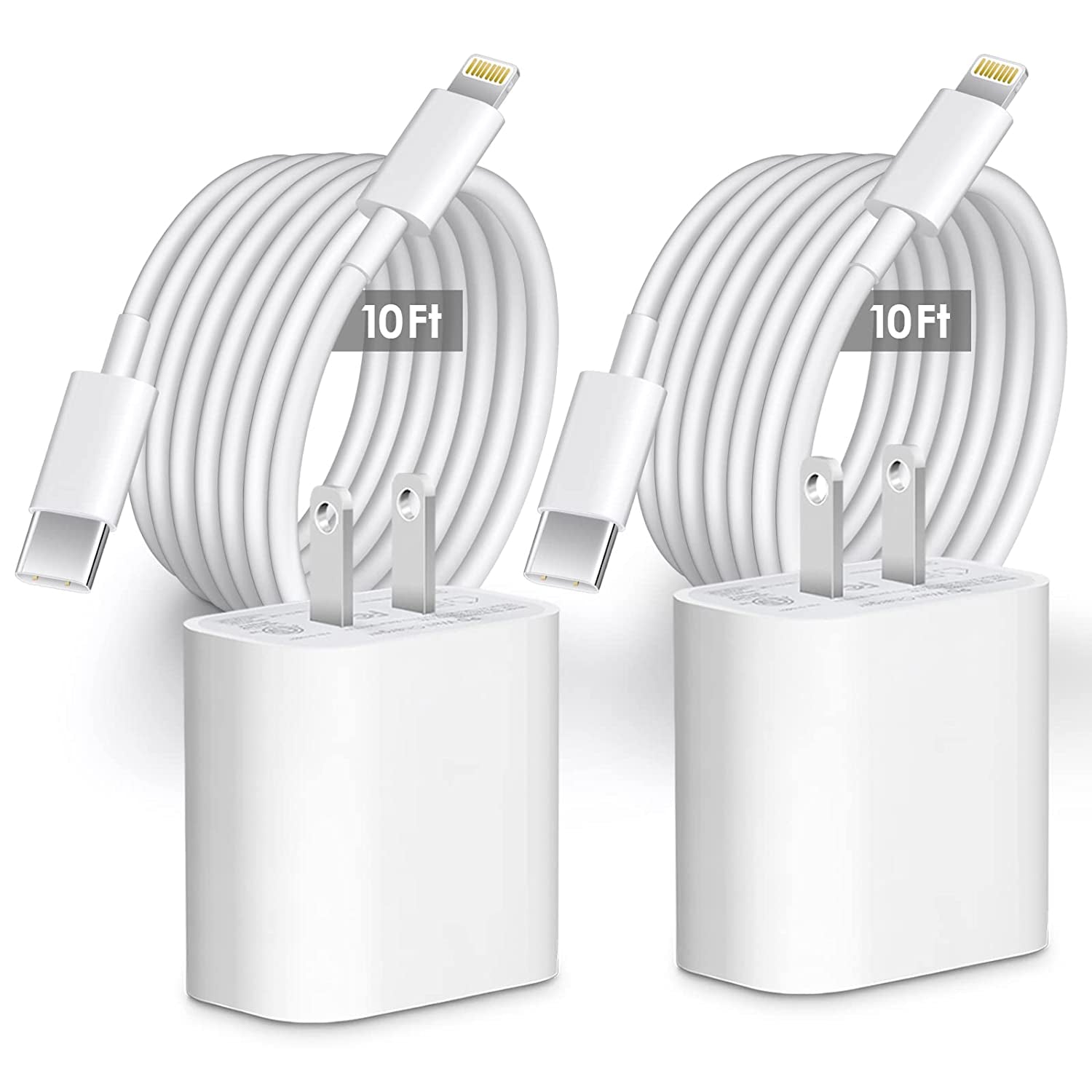 Iphone Charger 10 Ft [Mfi Certified] 20W USB C Charger with 10-Foot-Long Charger Parallel Cable Fast Charging Compatible with Iphone 14/14 Pro/14 Plus/14 Pro Max/13/12/11/11Pro/Xs/X/Xr, Ipad [2 Pack]  Shenzhen Yijiapin Trading Co., Ltd. / Shenzhen FuErBo Technology Co., Ltd   