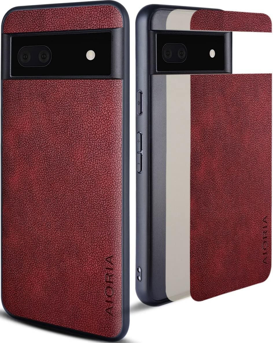 Aioria for Google Pixel 6 Pro Case, 6.71 Inch Premium PU Leather Phone Cover Retro Design Full Protective Case for Google Pixel 6 Pro 5G (Dark Red)  Aioria   