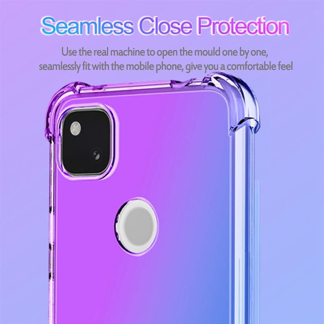 Ueokeird Google Pixel 4A Case (2020) [NOT Fit Pixel 4A 5G], Clear Cute Gradient Phone Case Slim anti Scratch Flexible TPU Cover Shockproof Protective Case for Google Pixel 4A (Purple/Blue)  Ueokeird   