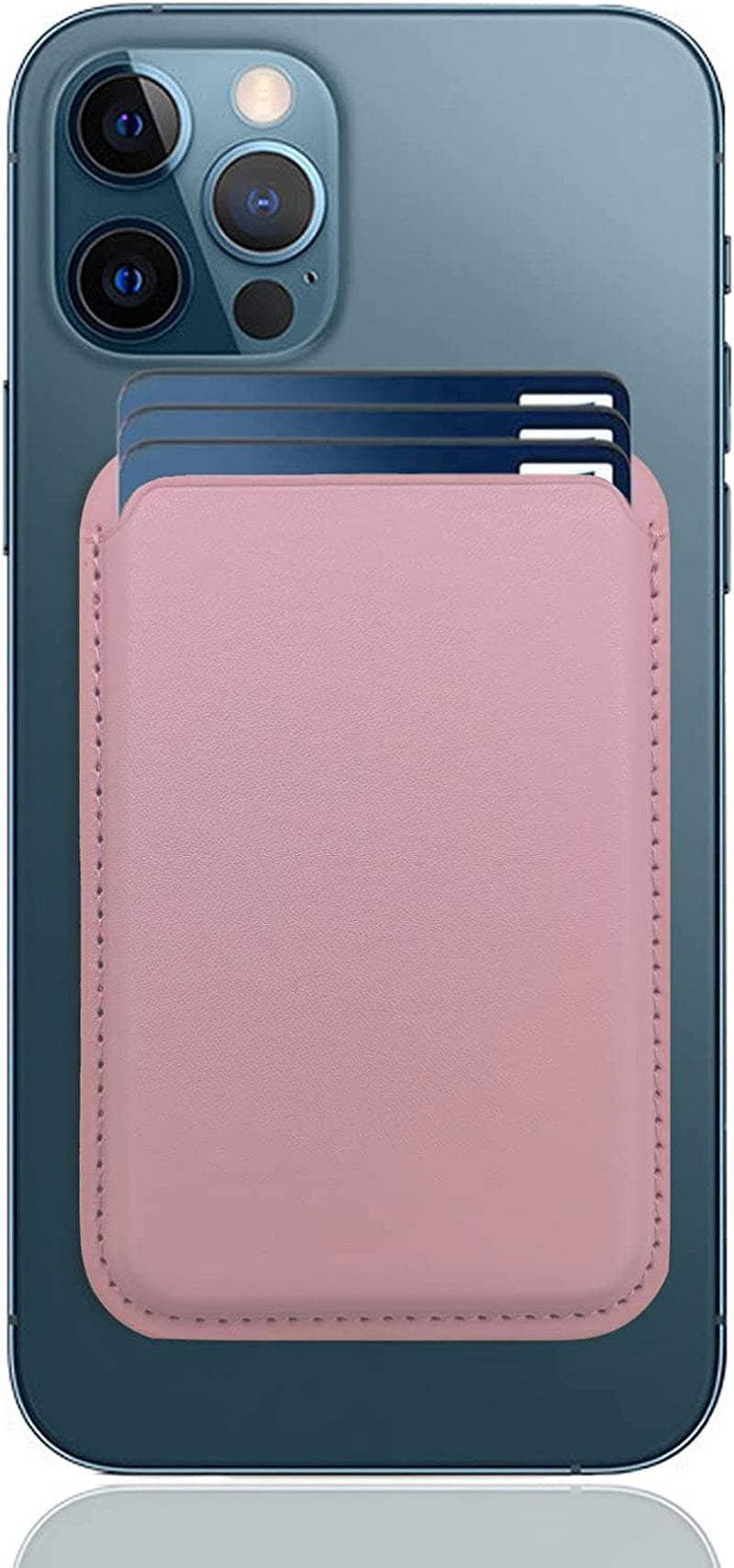 [2 Pack] Magnetic Card Holder Wallet for Iphone 14/13/12 Series with Magsafe, Leather Wallet for Iphone 14 Pro/Pro Max/Plus/14, Mag-Safe Wallet for Iphone 13 Pro/Pro Max/Mini/13/12 Series, Black Blue  iLodn Pink  