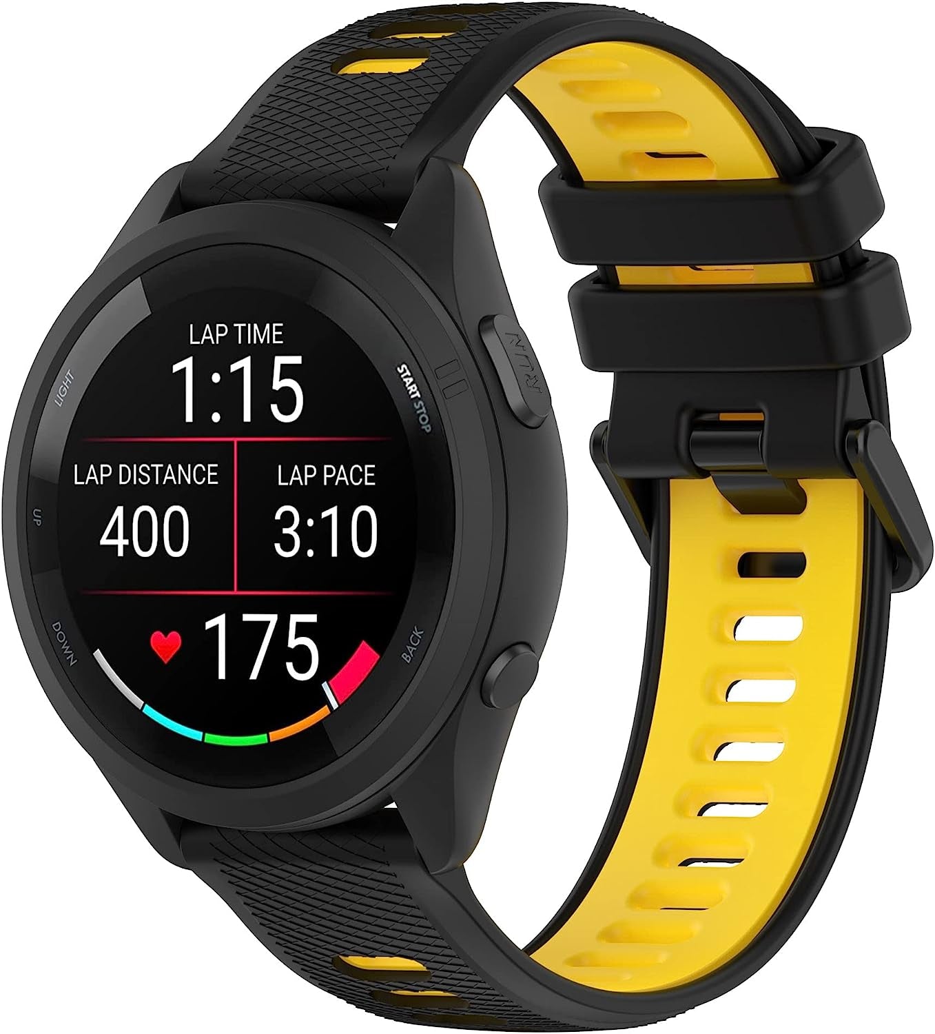 Replacement Band for Garmin GPS Running Smartwatch Band,Soft Silicone Adjustable Sport Band, Easy Change Silicone Replacement Soft Rubber Watch Band  Gusfeliz Black/Yellow 20MM 