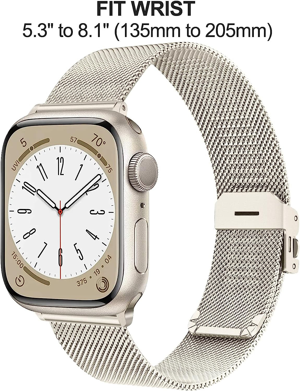 Trumirr Band for Apple Watch Series 8 7 41Mm Starlight Women, Thin Mesh Stainless Steel Bands Upgraded Buckle Strap for Iwatch SE (2Nd Gen) Series 8 7 6 5 4 3 2 1 41Mm 40Mm 38Mm  TRUMiRR   