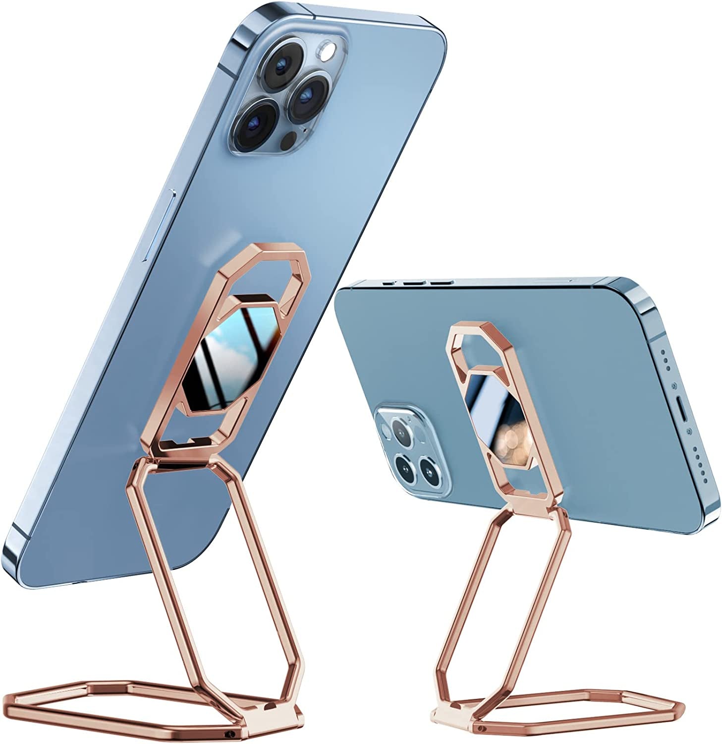 A-Lugei【Foldable & Adjustable】 Cell Phone Ring Holder Finger Kickstand,【Thick Case & Big Phone Friendly】 Cell Phone Holder for Hand, 【Magnetic】 Ring Holder for Cell Phone Grip, Iphone Ring Holder Grip  A-LuGei Hallow Rose Gold  