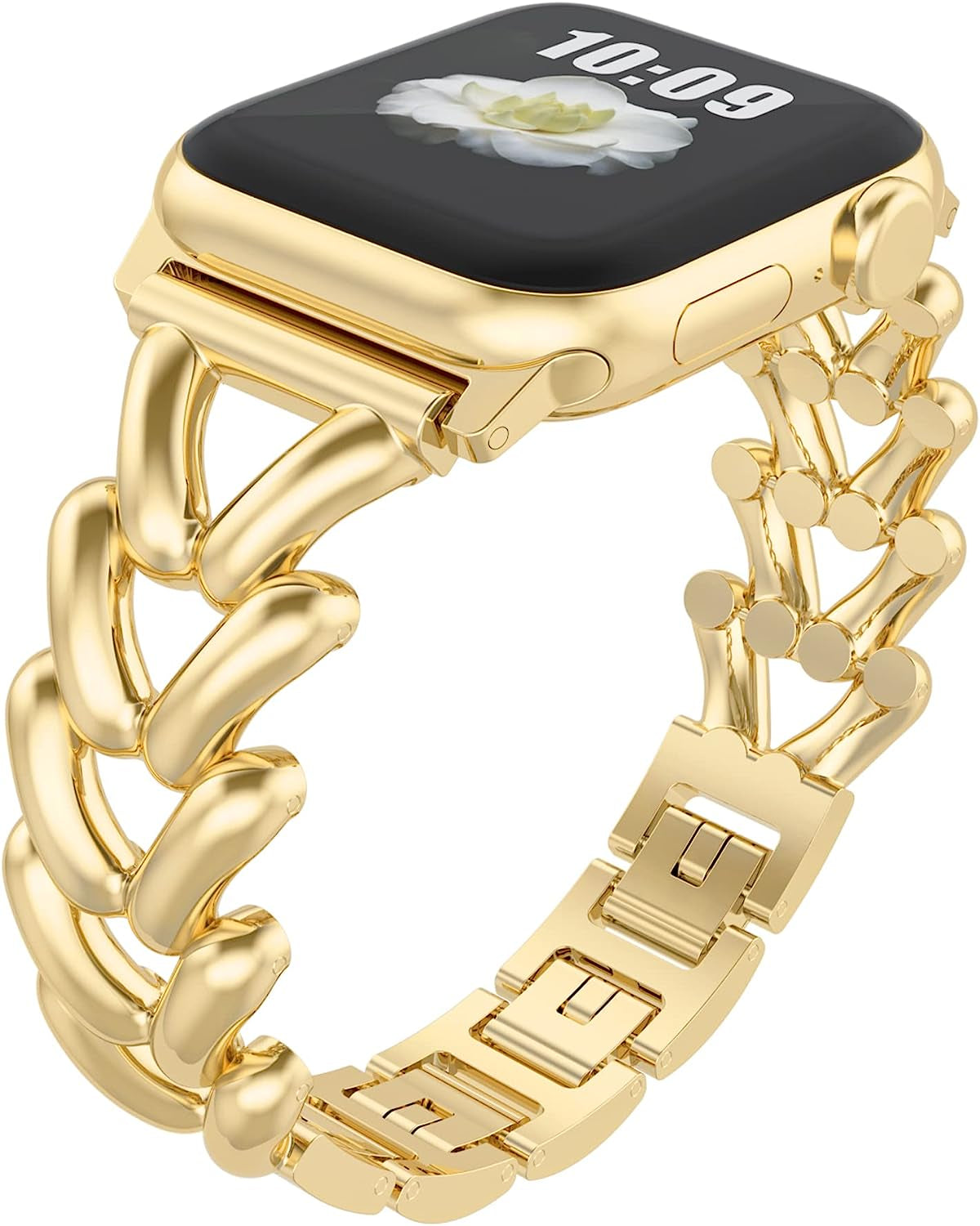 Yncamoo Slim Band Compatible with Apple Watch 38Mm 40Mm 41Mm 42Mm 44Mm 45Mm 49Mm SE Series 8 7 6 5 4 3 2 1, Women Adjustable Replacement Bracelet, Jewelry Metal Strap  Yncamoo A Gold 38/40/41mm 