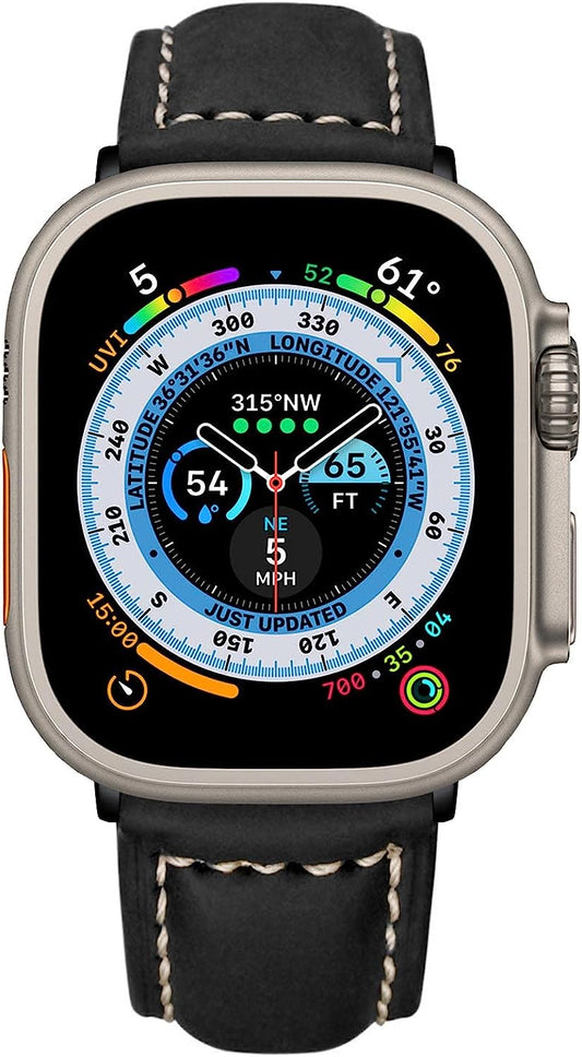 BOTOMALL Compatible with Apple Watch Ultra Band Leather 49/45/44/42Mm 41/40/38Mm Series 8 7 SE 6 5 4 3 2 1 Premium Vintage Leather Replacement Straps for Iwatch Men Women  BOTOMALL   