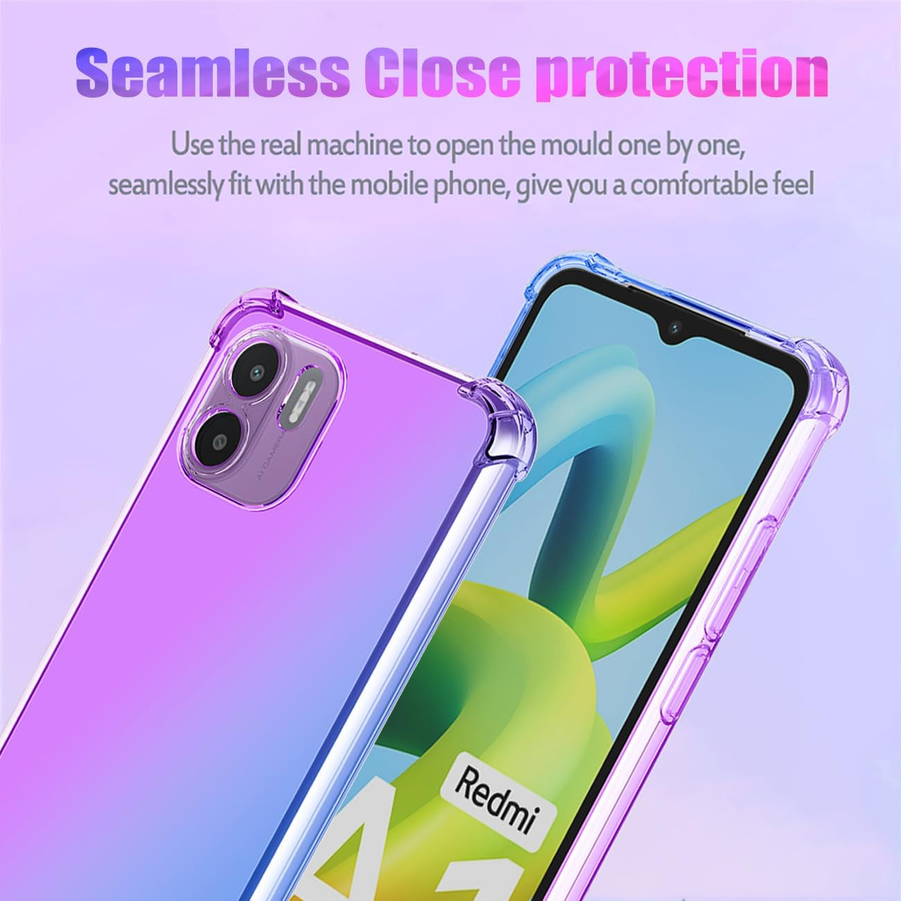 Gufuwo Case for Redmi A1 Case, Redmi A2 220733SI Cute Case Girls Women, Gradient Slim anti Scratch Soft TPU Phone Cover Shockproof Protective Case for Xiaomi Redmi A1 (Purple/Blue)  Gufuwo   