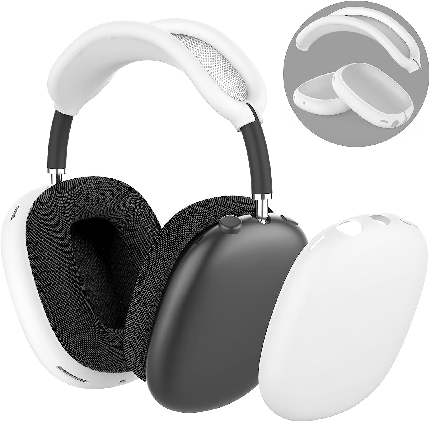 NIUTRENDZ Silicone Case Cover for Airpods Max with Headband Protective Ear Cups Covers Accessories【Anti-Fingerprint, Anti-Scratch & Anti-Dust】 (White)  NIUTRENDZ   