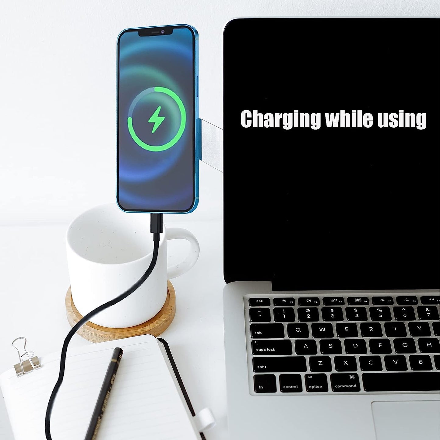 DGLOZE Magnetic Laptop Phone Holder, Adjustable Laptop Phone Mount, Laptop Side Mount Clip Compatible with All Mobile Phone (Silver)  Dgloze   