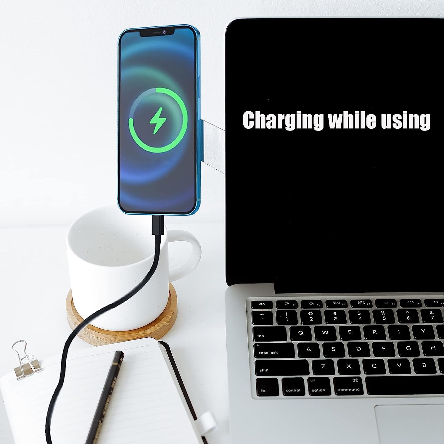 DGLOZE Magnetic Laptop Phone Holder, Adjustable Laptop Phone Mount, Laptop Side Mount Clip Compatible with All Mobile Phone (Silver)  Dgloze   