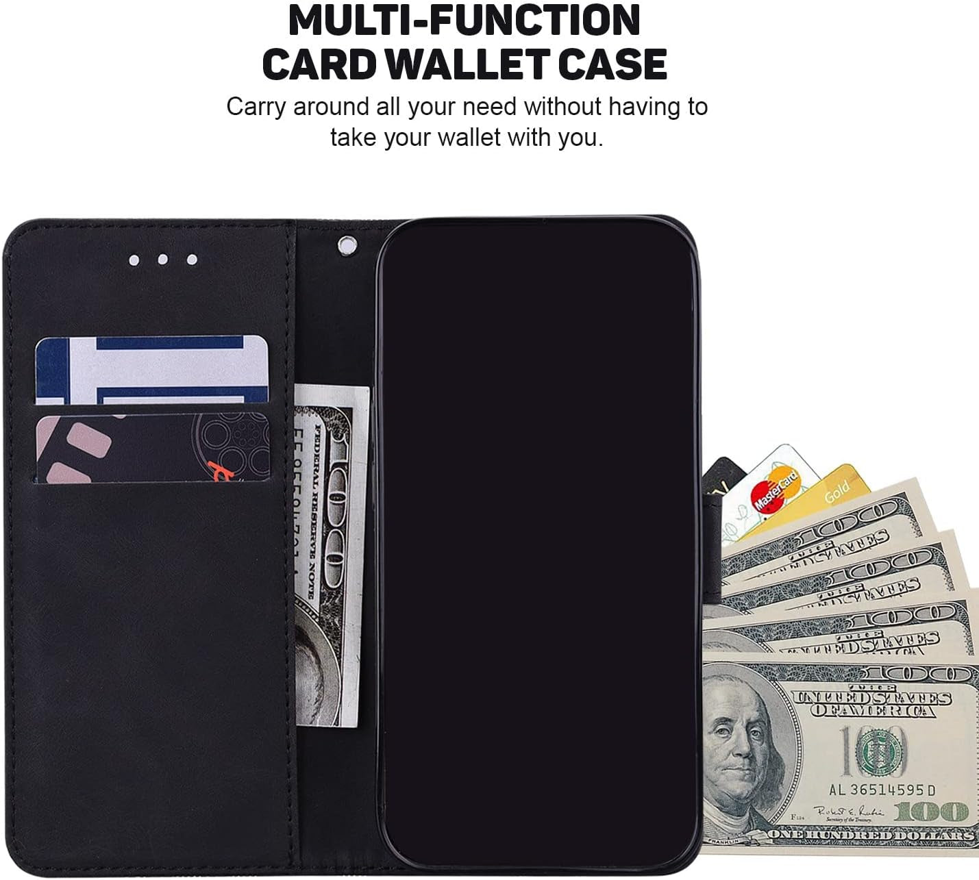 For Xiaomi Redmi Note 7 Case,Shockproof PU Leather Magnetic Closure Flip Wallet Case for Xiaomi Redmi Note 7 6.3" -Black  Generic   