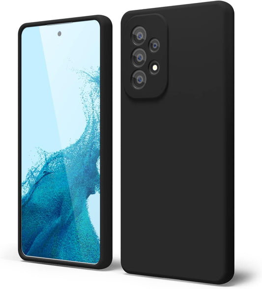 Oakxco for Samsung Galaxy A53 Phone Case Liquid Silicone, Cute Thin Slim Soft Rubber TPU Plain Smooth Gel Cover for Women Girl, Matte Solid Protective & Shockproof, Black  oakxco   