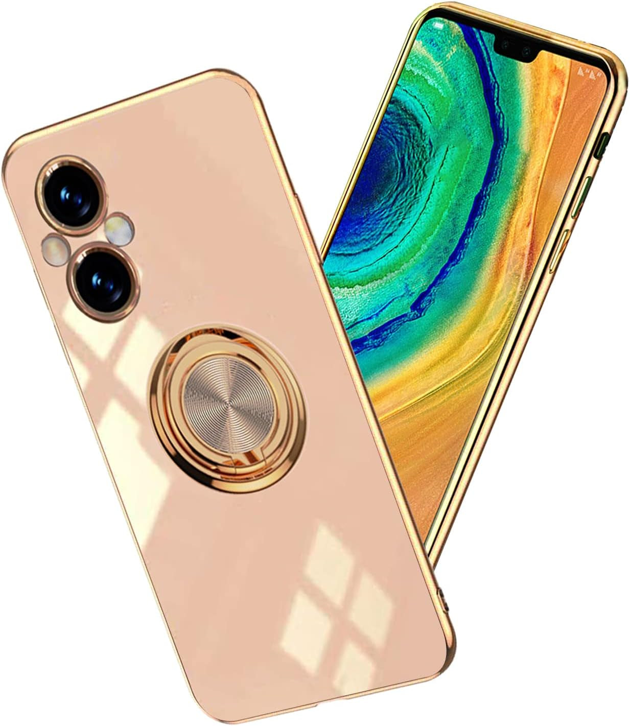 Yarxiawin Compatible for Oneplus Nord N20 5G Case Ring Holder Magnet Silicone, Oneplus N20 5G Case Thin Phone Case Aesthetic Black 360° Rotatable Metal Stand (Dark Green)  Yarxiawin Pink  