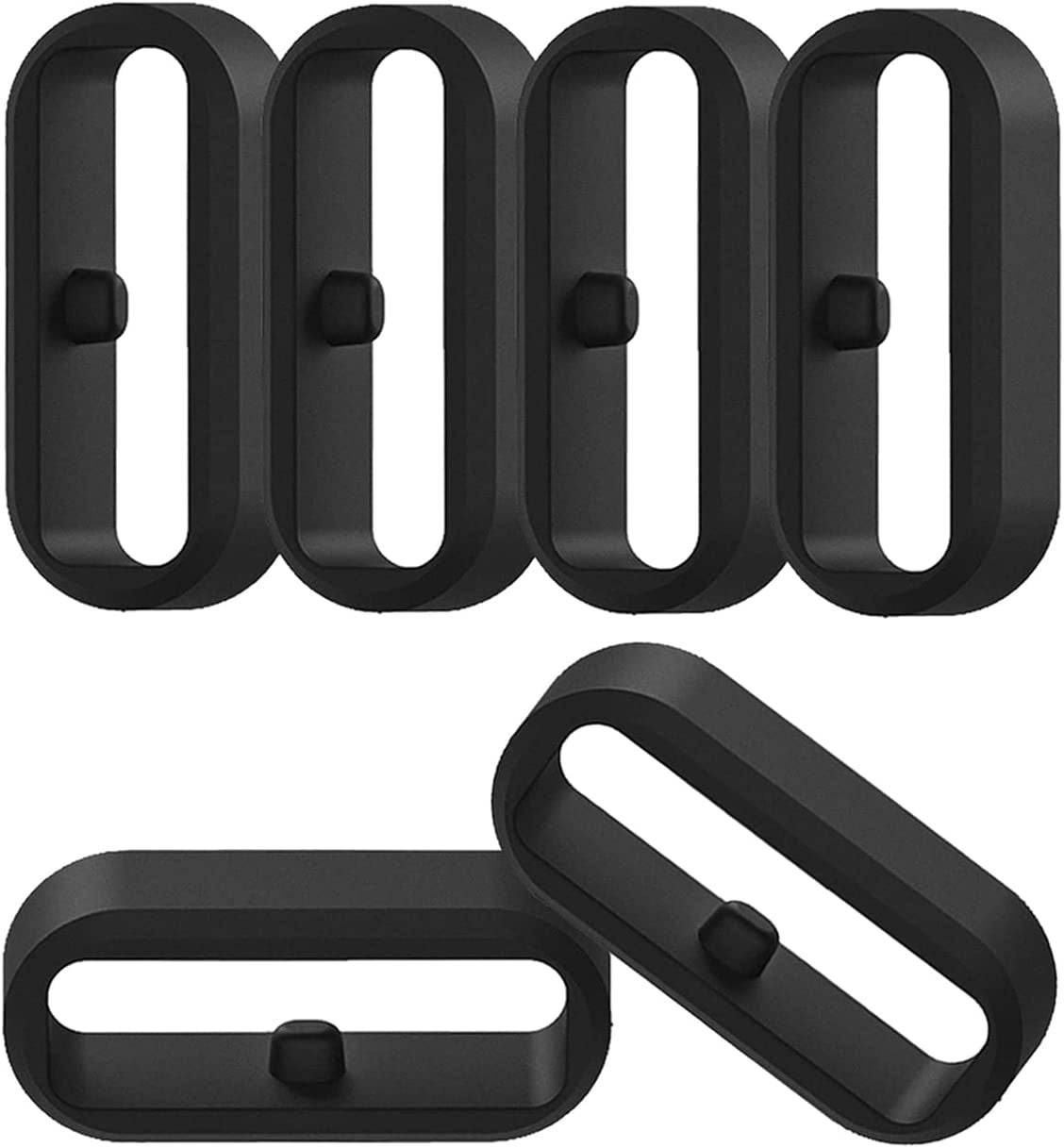 Fastener Rings Compatible for Fitbit Versa Versa 2 Versa 3 Versa 4 Versa SE Versa Lite Sense Bands 6-PACK Security Loop Holder Keeper Retainer Fixed Non-Slip Silicon Loops for Versa Smartwatch,Black  E ECSEM   
