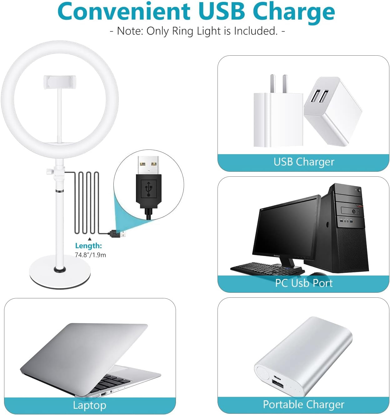 Neewer Selfie Ring Light for Laptop Computer, 10" Dimmable Desktop LED Circle Light with Stand/Phone Holder/3 Light Modes for Video Conference/Webcam Chat/Makeup/Live Stream/Selfie (White)  NEEWER   